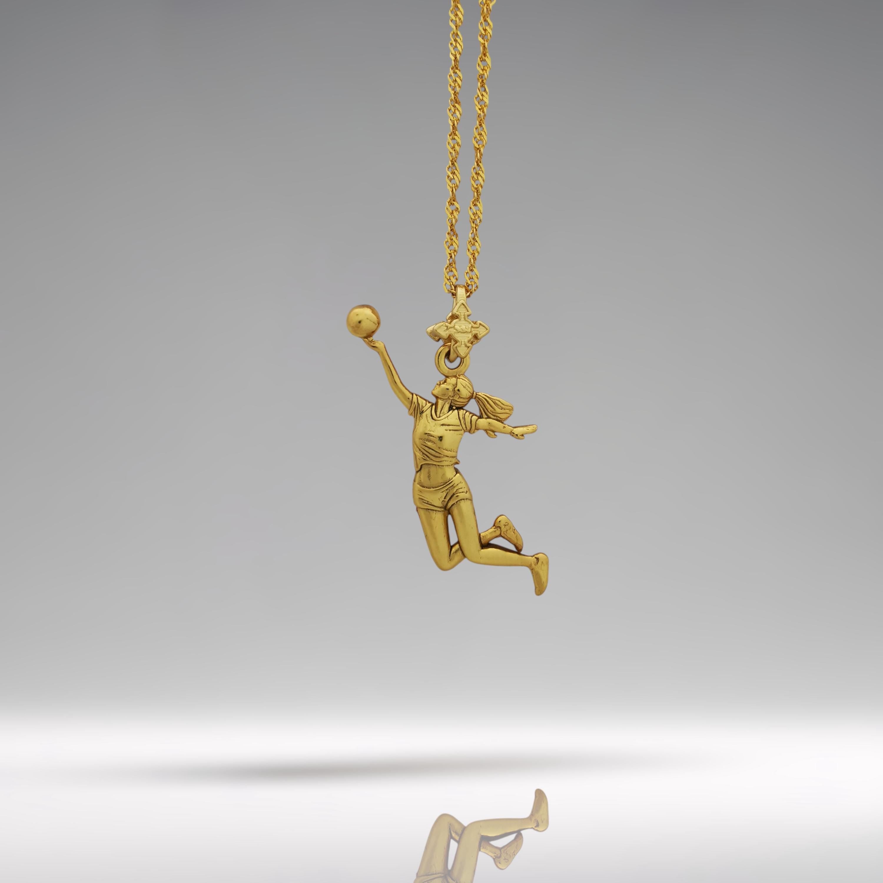 Volleyball Pendant for Women – Gold-Plated 925 Silver Jewelry Gift – Sports Necklace
