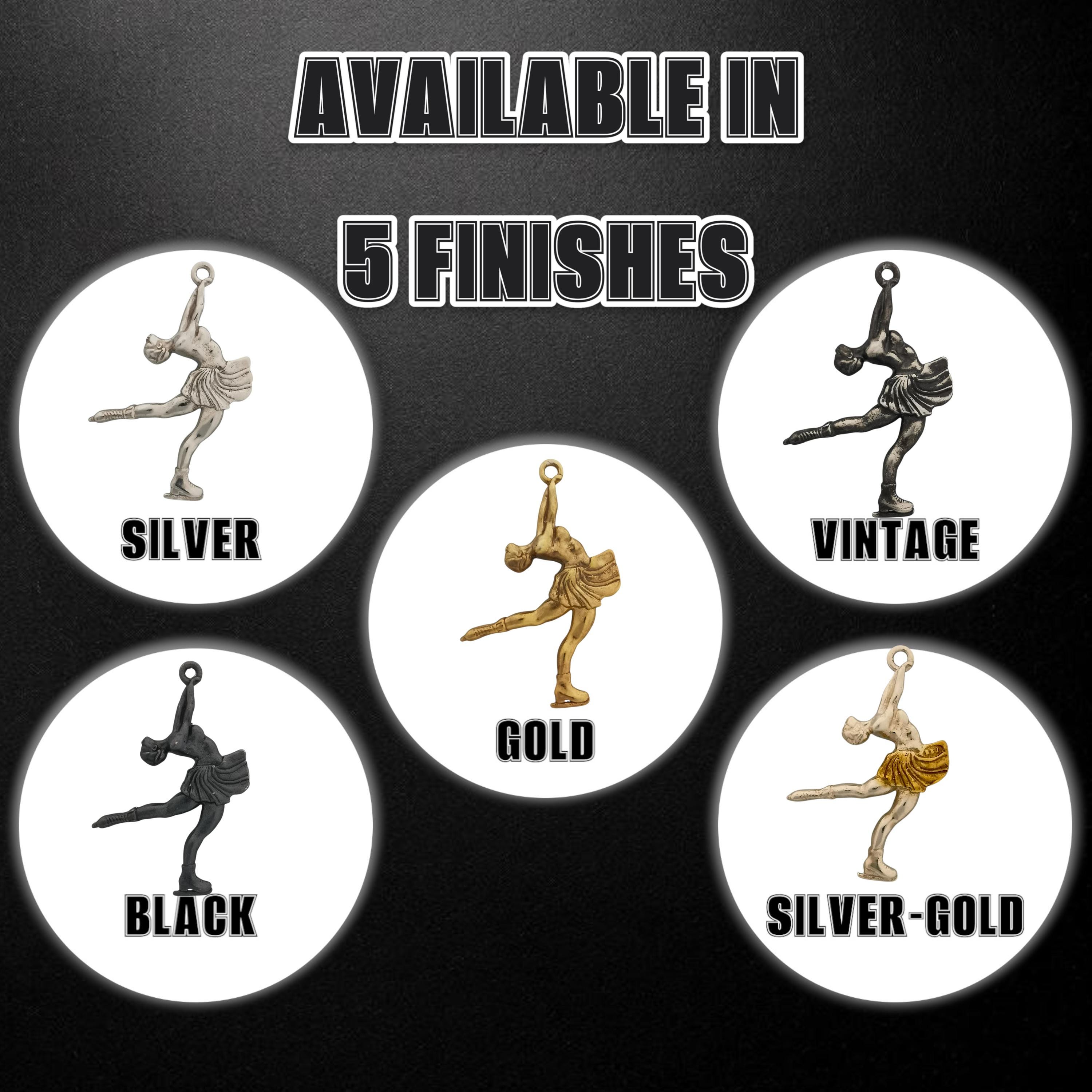 Figure Skating Jewelry Pendant for Women – Gold-Plated 925 Silver Gift – Handcrafted Sport Charm for Ladies on Ice – Necklace