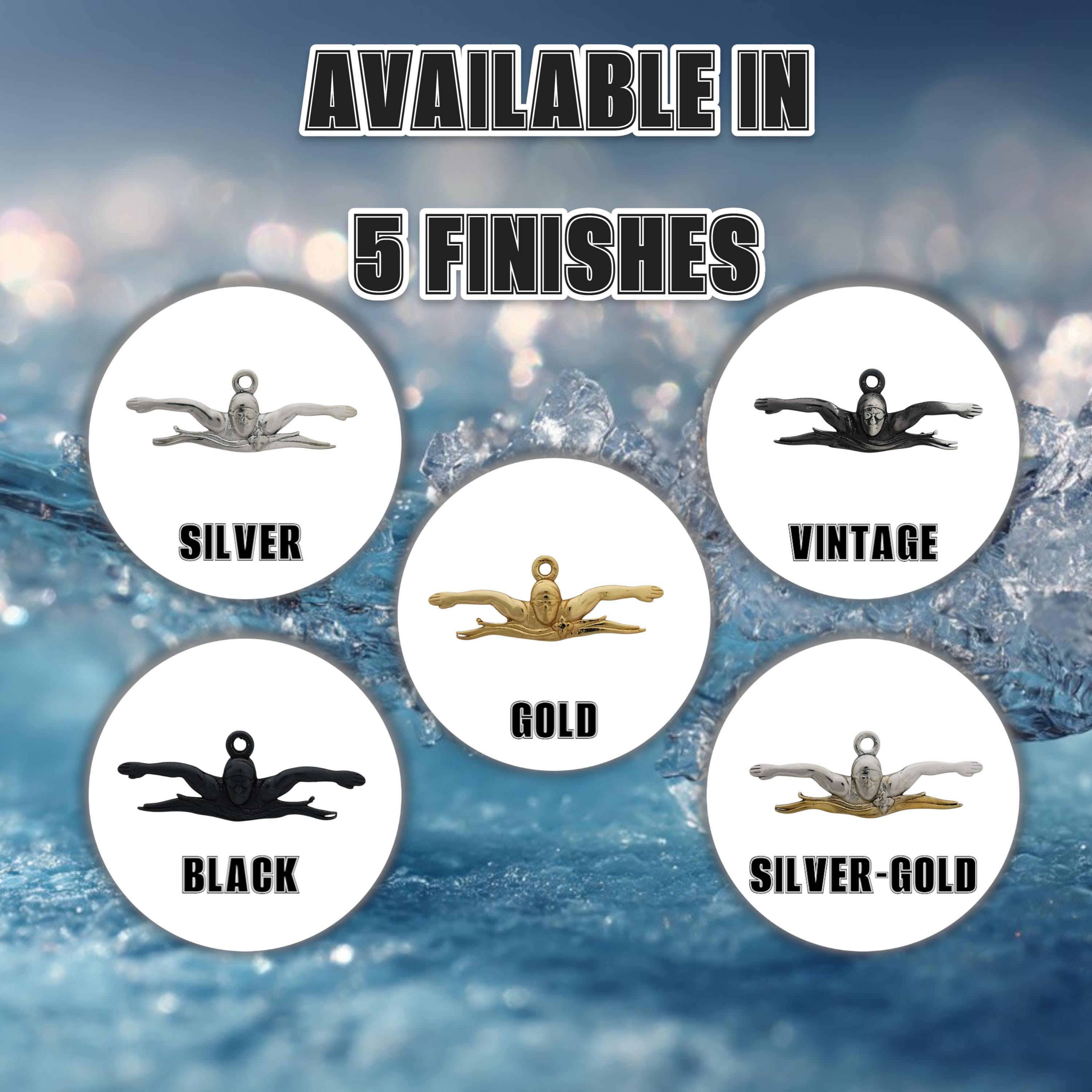 Swimming Jewelry Pendant for Men and Teen Boys – Classic 925 Silver Gift – Sports Accessory for Butterfly Stroke Swimmers – Necklace