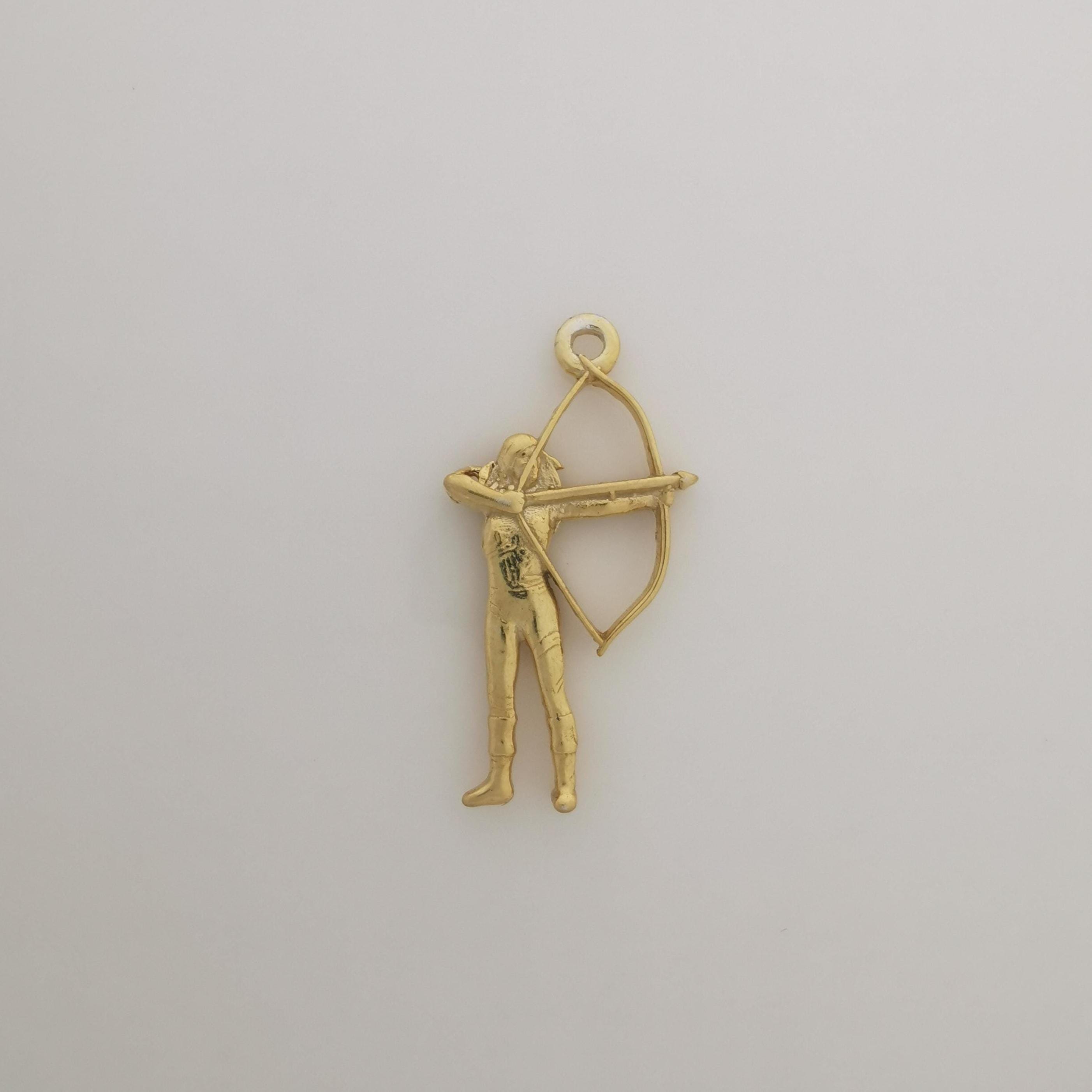 Woman with Bow and Arrow Jewelry – Gold Plated 925 Silver Pendant – Elegant Gift for Archer Girl, Athlete or Performer - Necklace