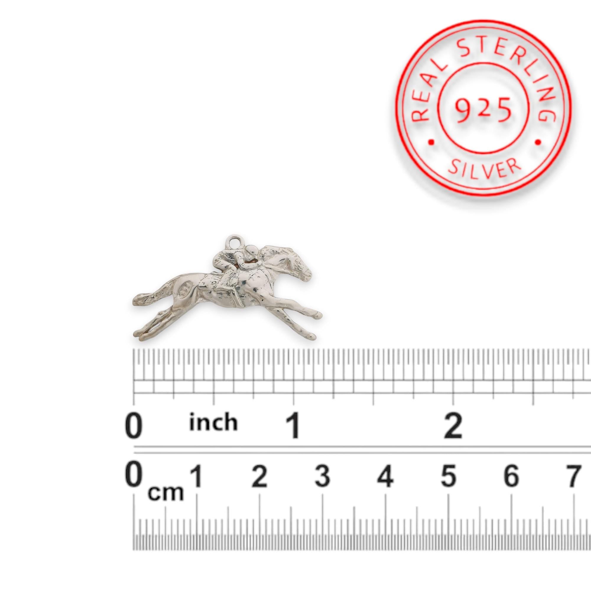 Horse Racing Jewelry Pendant for Men – Classic 925 Sterling Silver Gift – Handcrafted Sports Accessory for Riders – Necklace