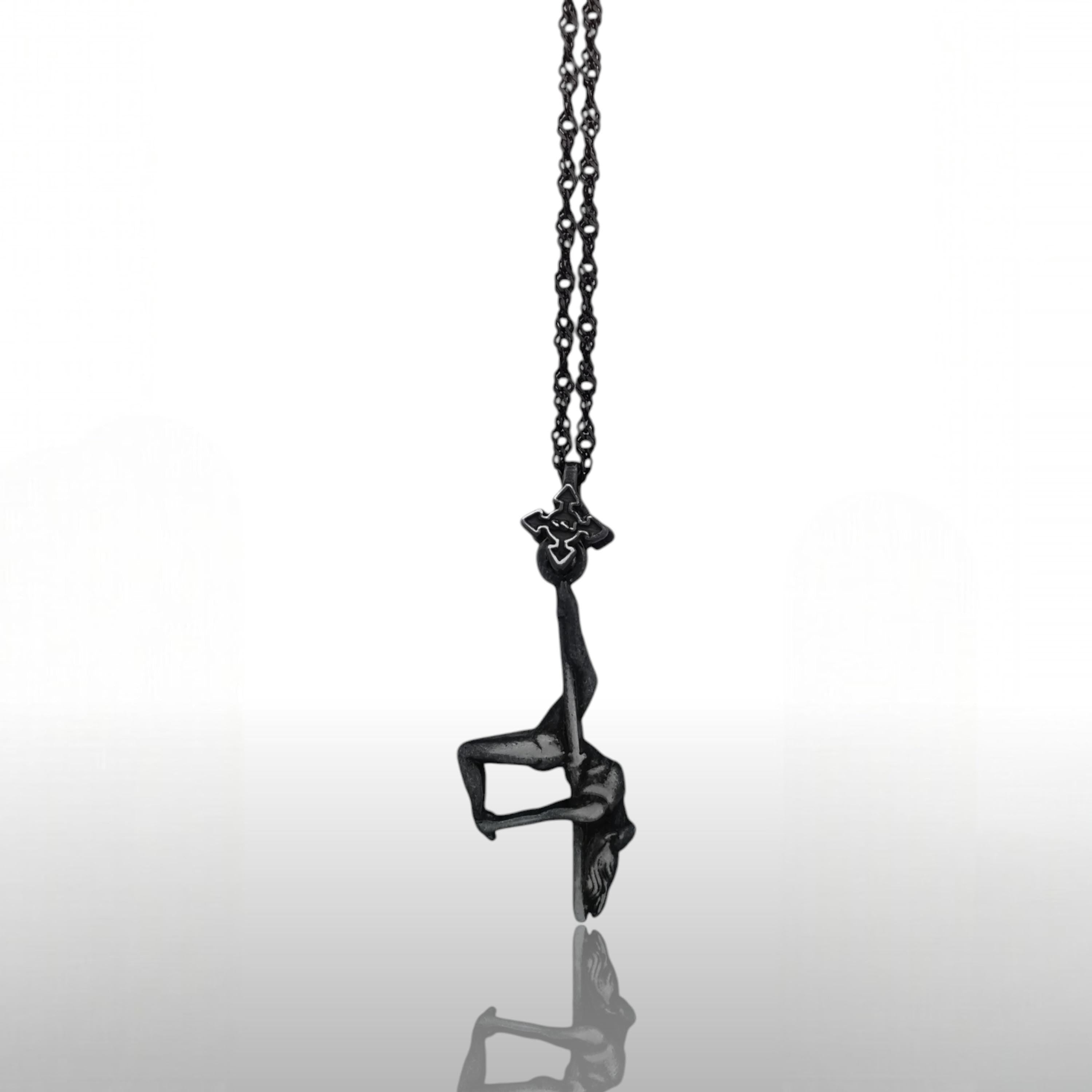 Pole Dance Pendant – Vintage Style 925 Silver Jewelry for Women – Artistic & Elegant Gift for Dancers