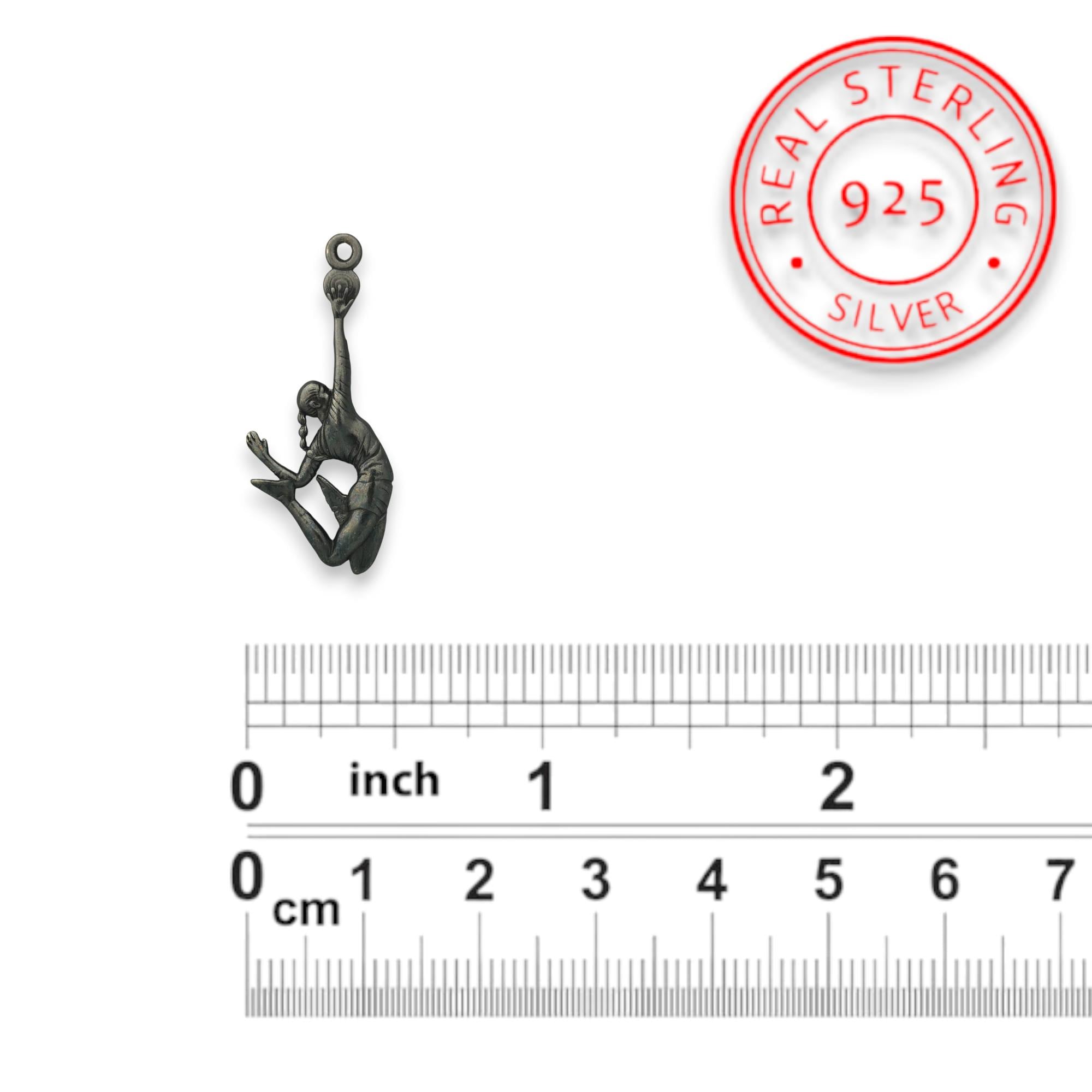 Gift for Volleyball Player – Pendant for Women in Oxidized 925 Silver – Sports Jewelry for Athletes and Girls – Necklace