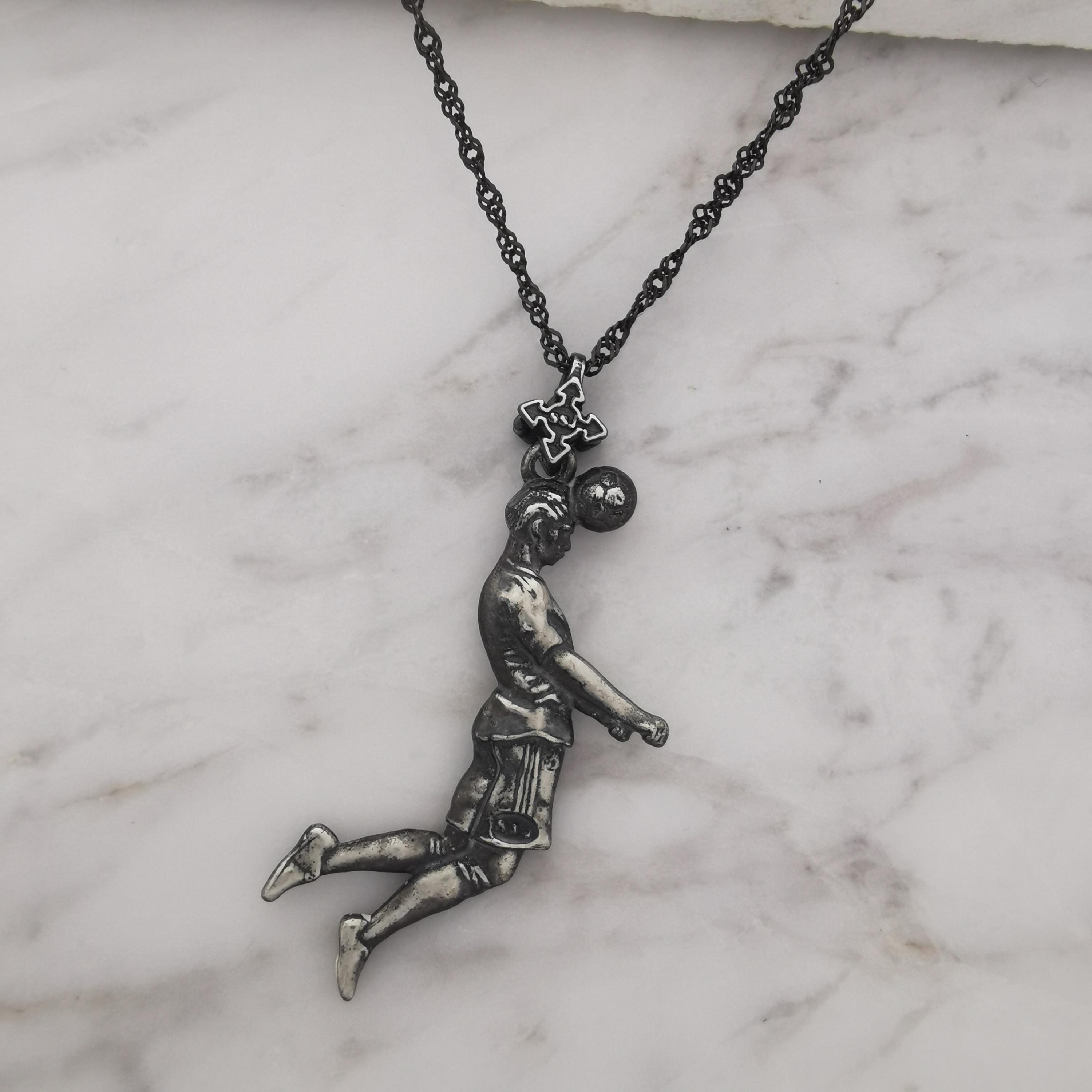 Football (Soccer) Jewelry Pendant for Men – Vintage Style 925 Silver Gift – Header Shot Charm for Players – Necklace