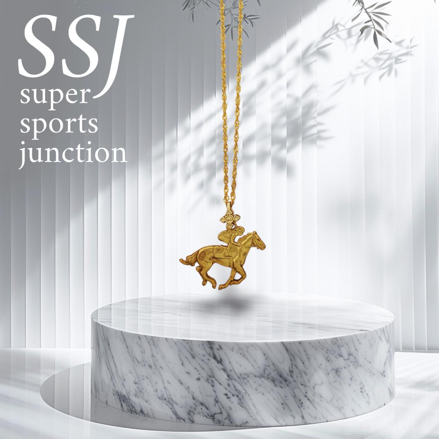 Horse Riding Pendant for Men – Gold-Plated 925 Silver Equestrian Jewelry – Gift for Rider, Coach or Athlete - Necklace