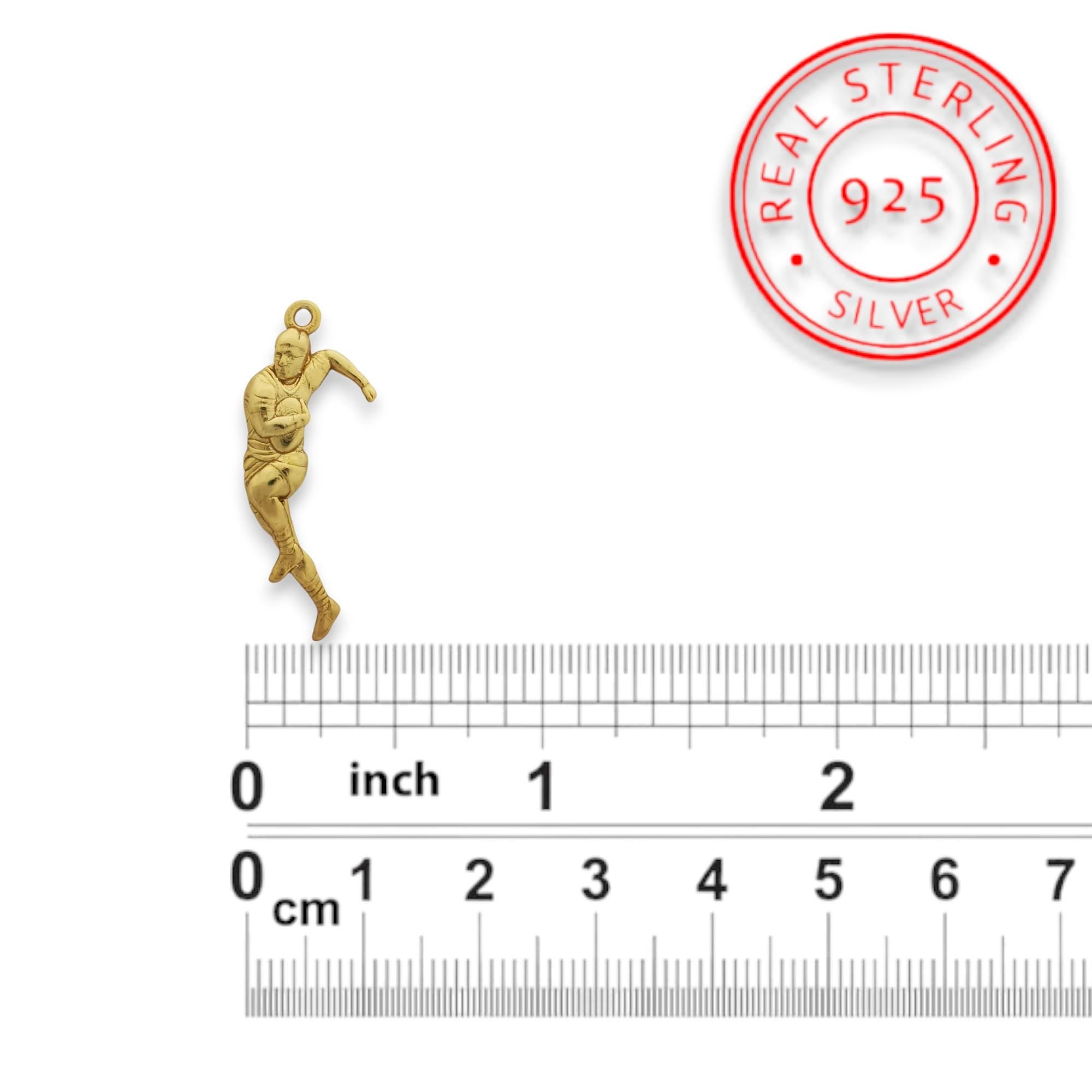 Rugby Pendant for Men – Gold-Plated 925 Silver Necklace – Gift for Athletes, Coaches or Rugby Fans