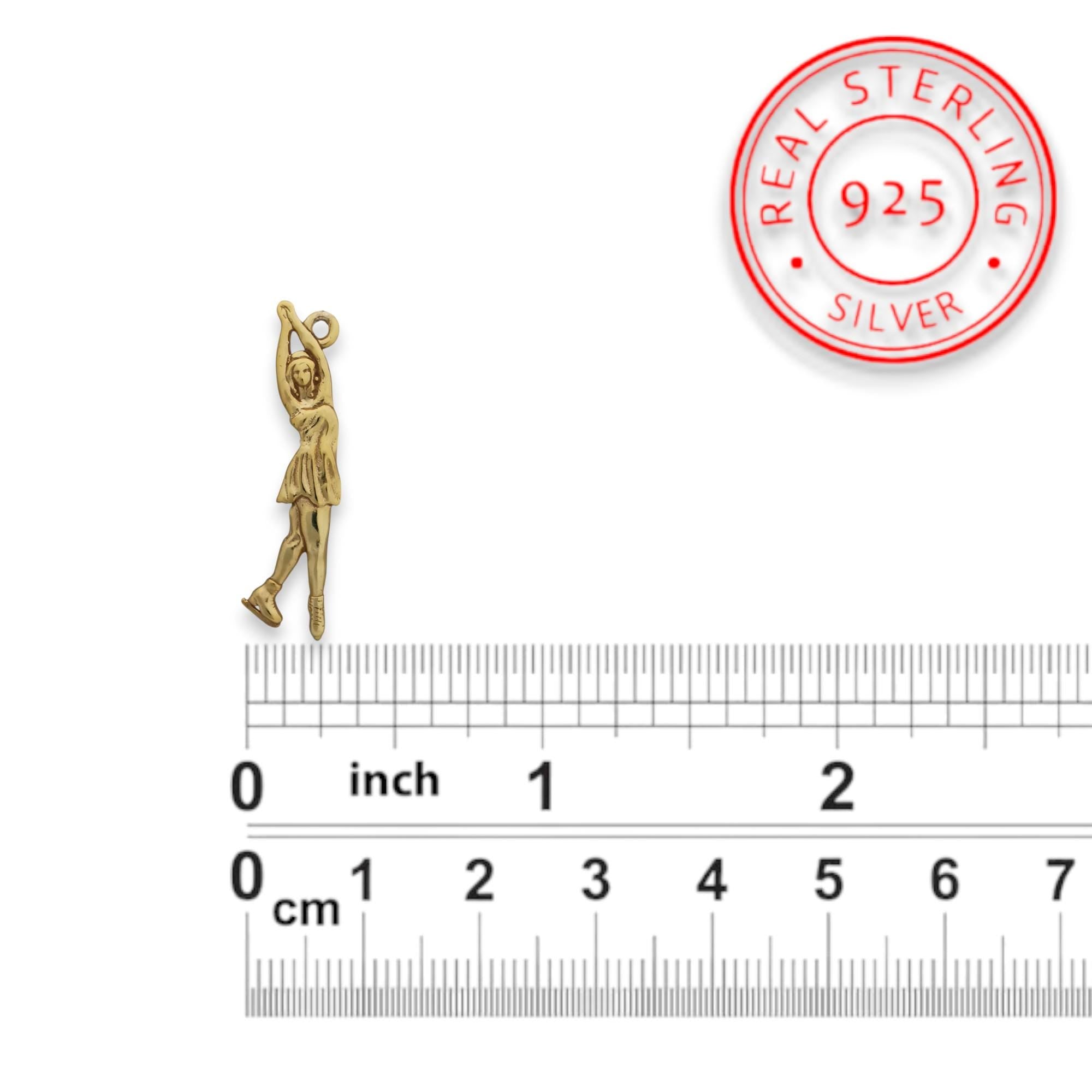 Figure Skating Jewelry Pendant for Girls – Gold-Plated 925 Silver Gift – Sports Charm for Skaters, Coaches & Fans – Necklace