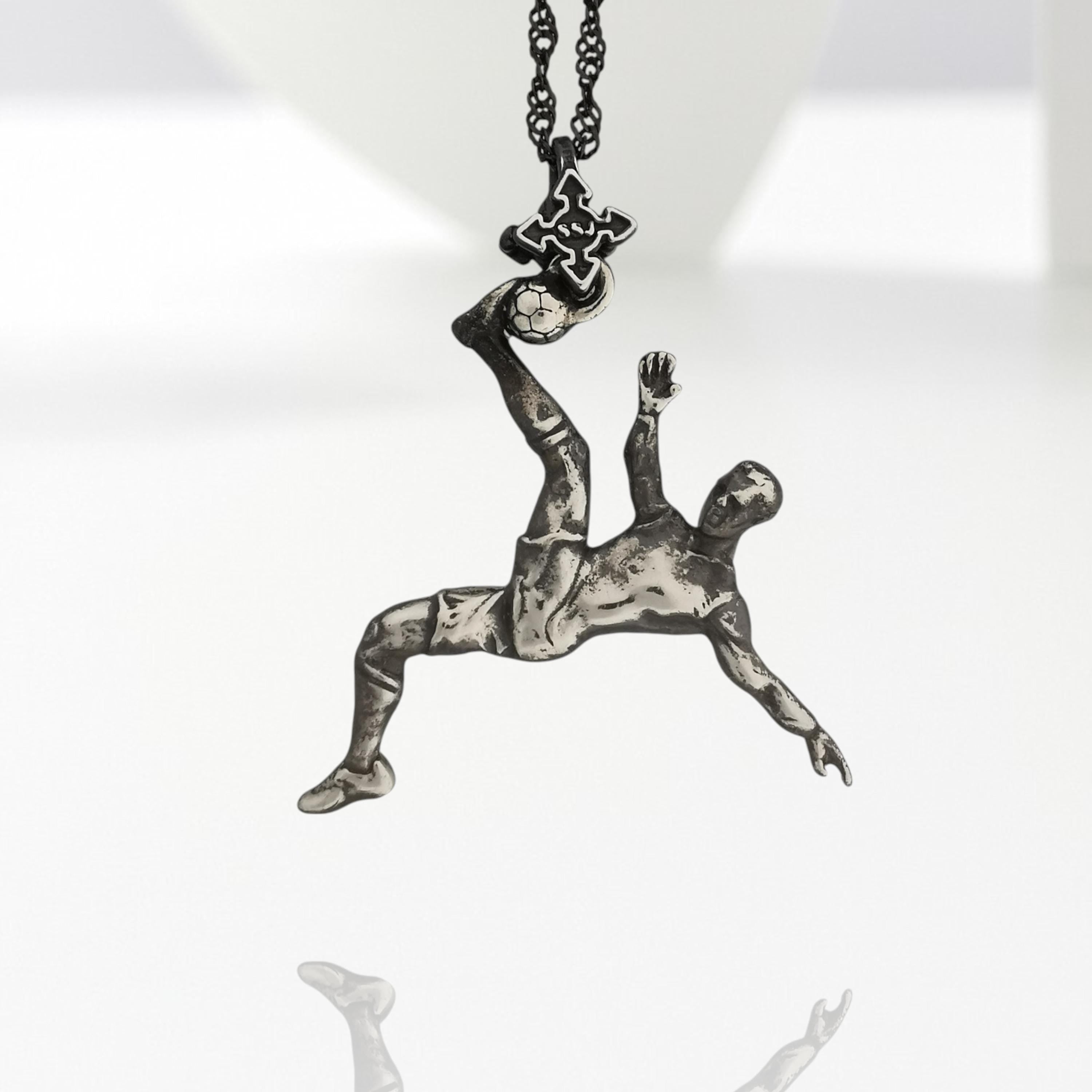 Football (Soccer) Pendant for Men and Boys – Vintage Style 925 Silver Jewelry Gift – Sports Necklace