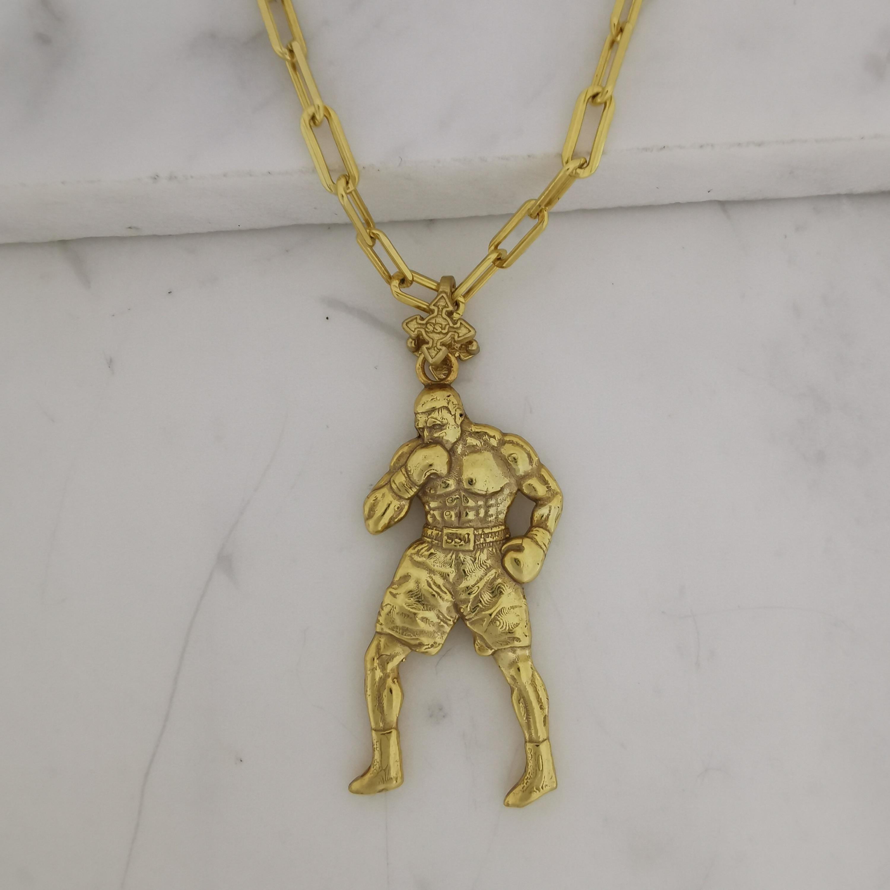 Boxing Jewelry Pendant for Men – Gold-Plated 925 Silver Gift – Handcrafted Sports Accessory for Fighters, Coaches & Fans – Necklace