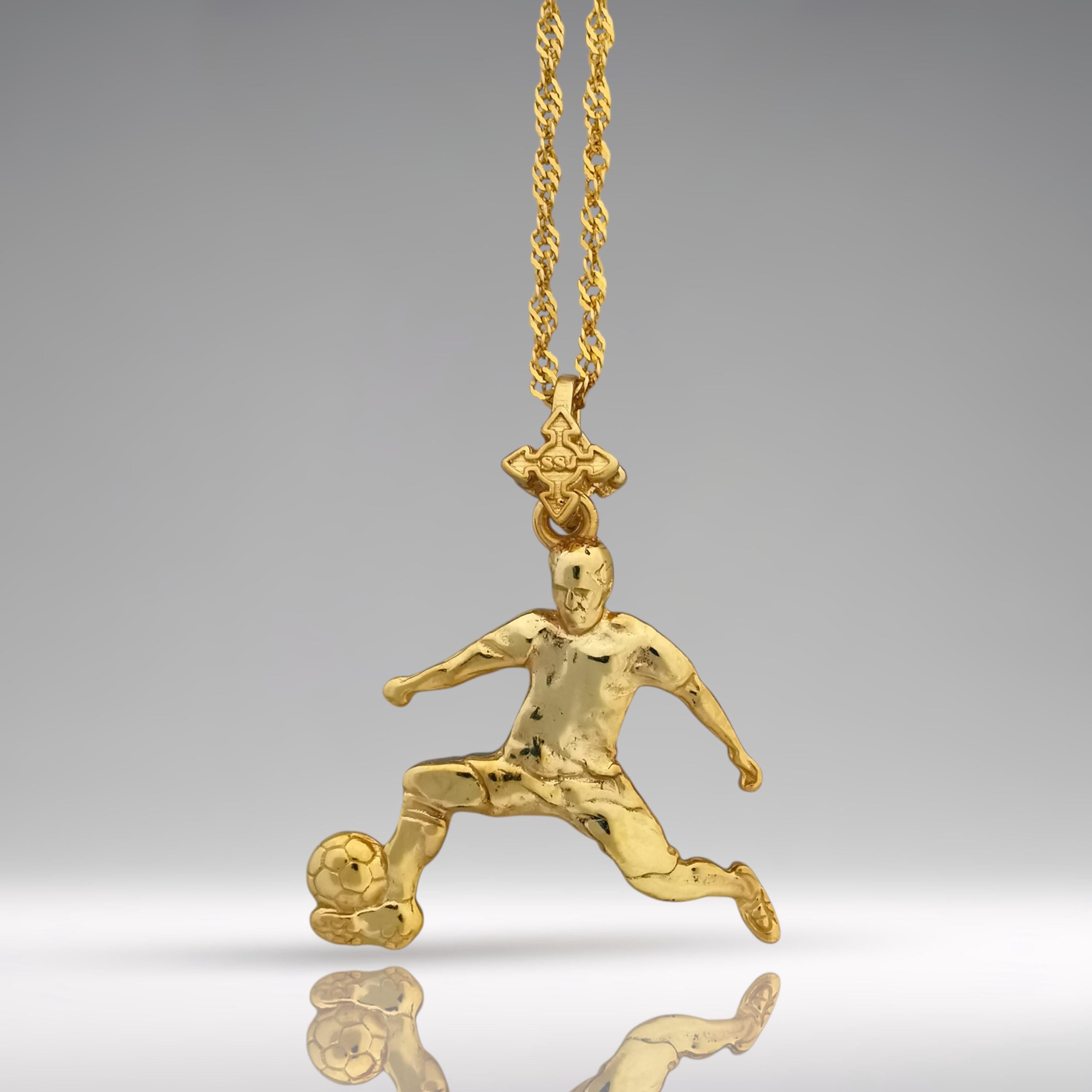 Football (Soccer) Jewelry Pendant for Men – Gold-Plated 925 Silver Gift – Handcrafted Sport Charm for Players – Necklace