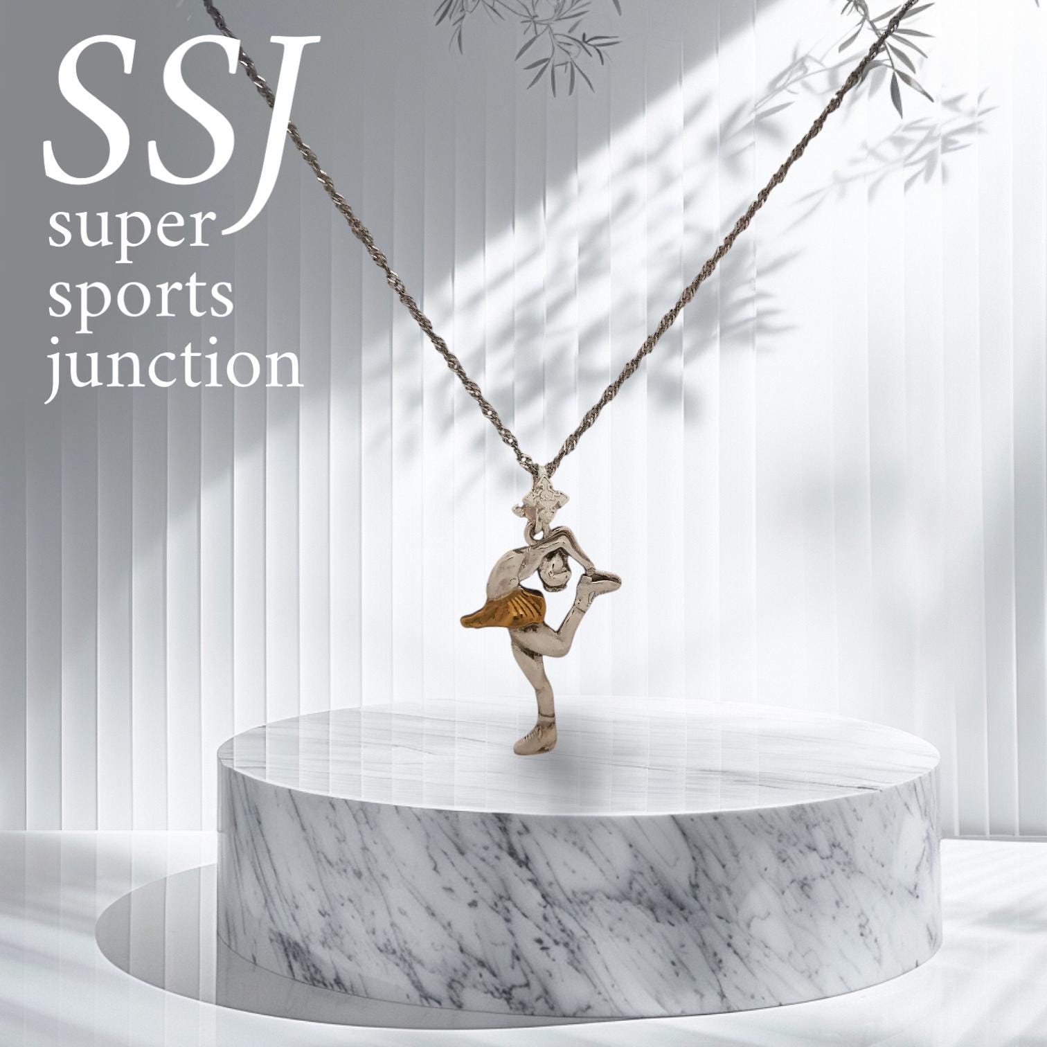 Figure Skating Jewelry Pendant for Women – Silver with Partial Gold Plating 925 Gift – Elegant Two-Tone Sports Charm for Skaters – Necklace
