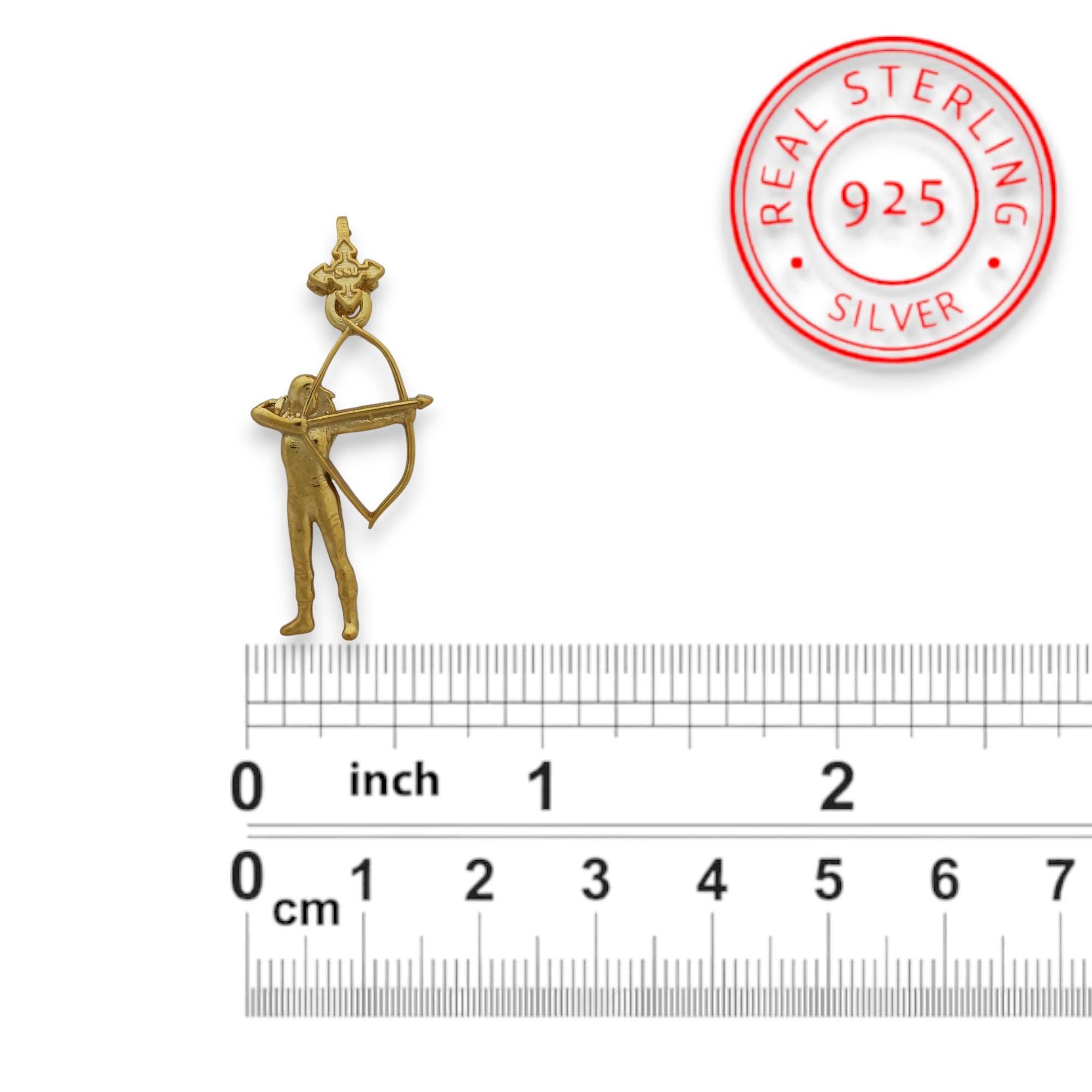 Woman with Bow and Arrow Jewelry – Gold Plated 925 Silver Pendant – Elegant Gift for Archer Girl, Athlete or Performer - Necklace