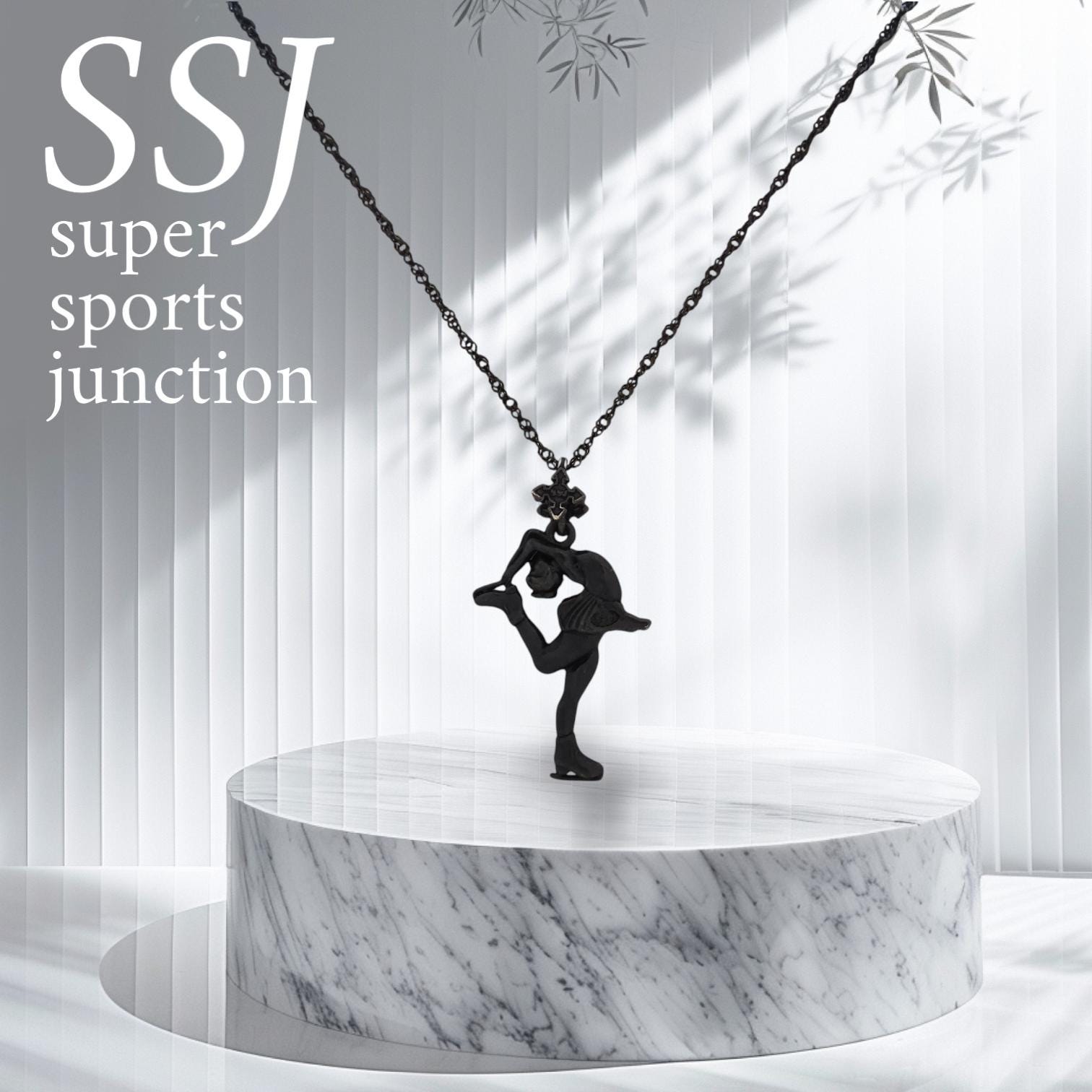 Figure Skating Jewelry Pendant for Women and Teen Girls – Oxidized Black 925 Silver Gift – Handcrafted Sports Charm for Skaters – Necklace