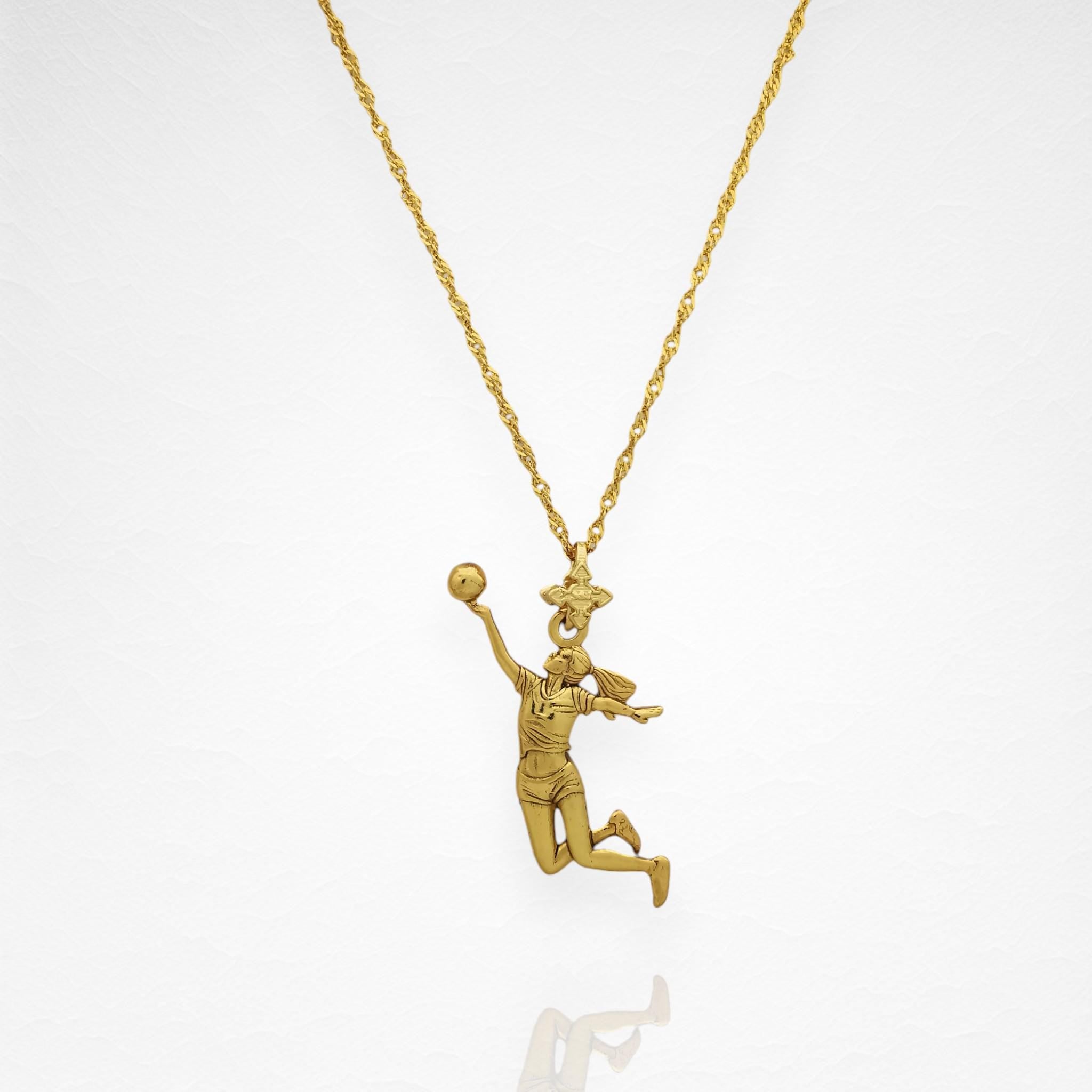 Volleyball Pendant for Women – Gold-Plated 925 Silver Jewelry Gift – Sports Necklace