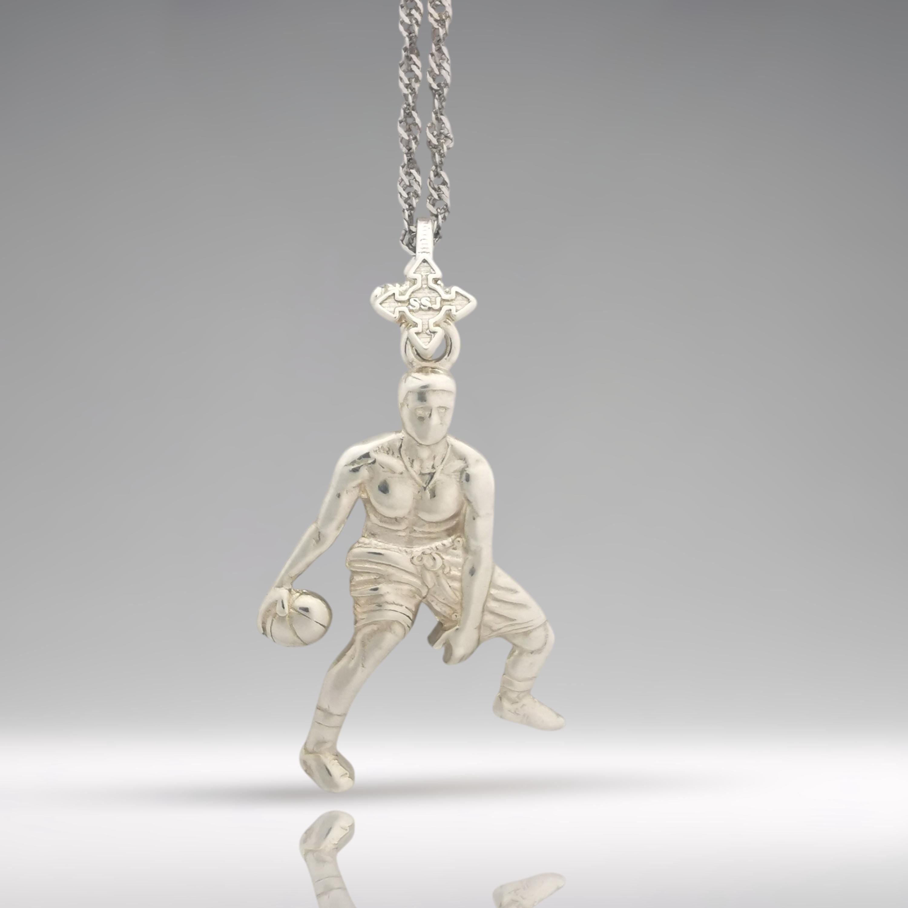 Basketball Jewelry Pendant for Men and Teen Boys Classic Silver 925 Gift – Handcrafted Sports Accessory for Players and Collectors Necklace