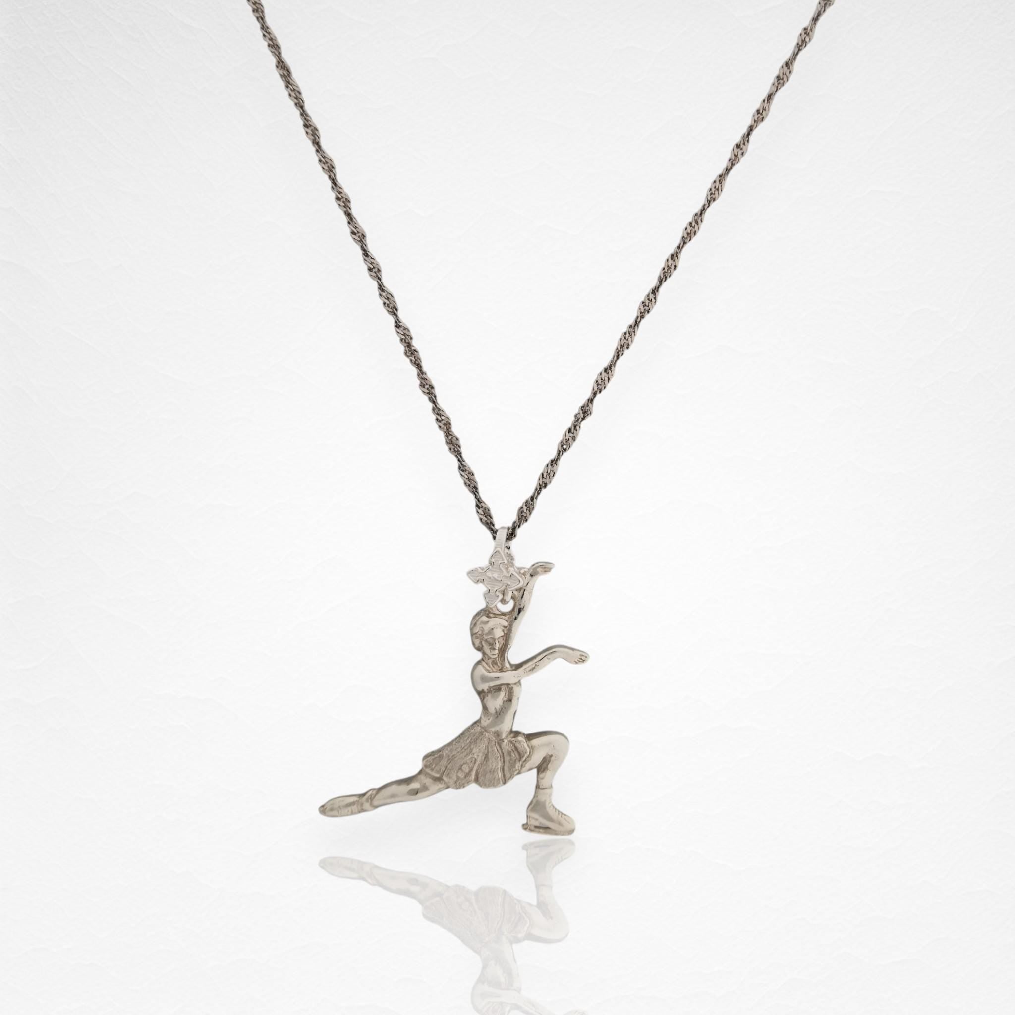 Figure Skating Pendant for Women – Classic Silver 925 Jewelry Gift – Handcrafted Sports Charm for Skaters, Coaches & Fans – Necklace