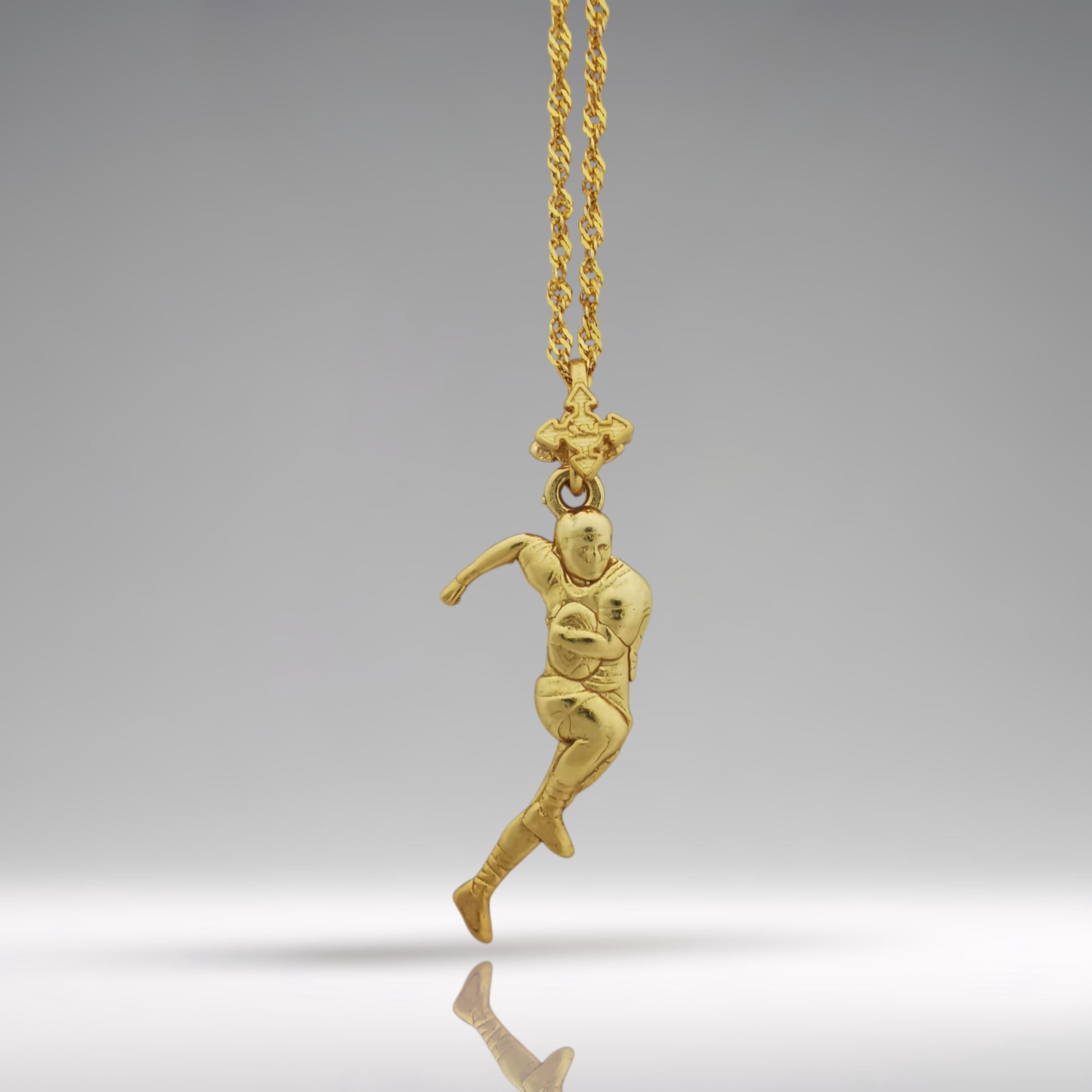 Rugby Pendant for Men – Gold-Plated 925 Silver Necklace – Gift for Athletes, Coaches or Rugby Fans