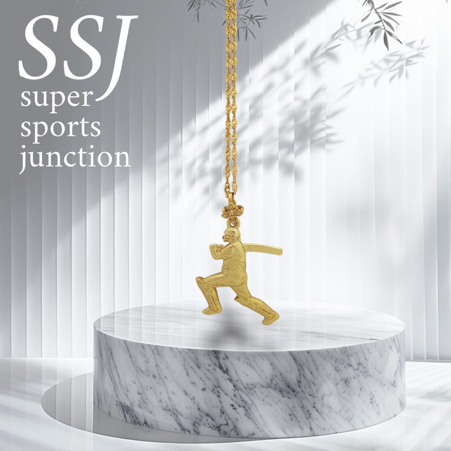 Cricket Necklace for Men – Gold-Plated 925 Silver Pendant – Sports Jewelry Gift for Batsmen, Fans, or Cricket Coaches