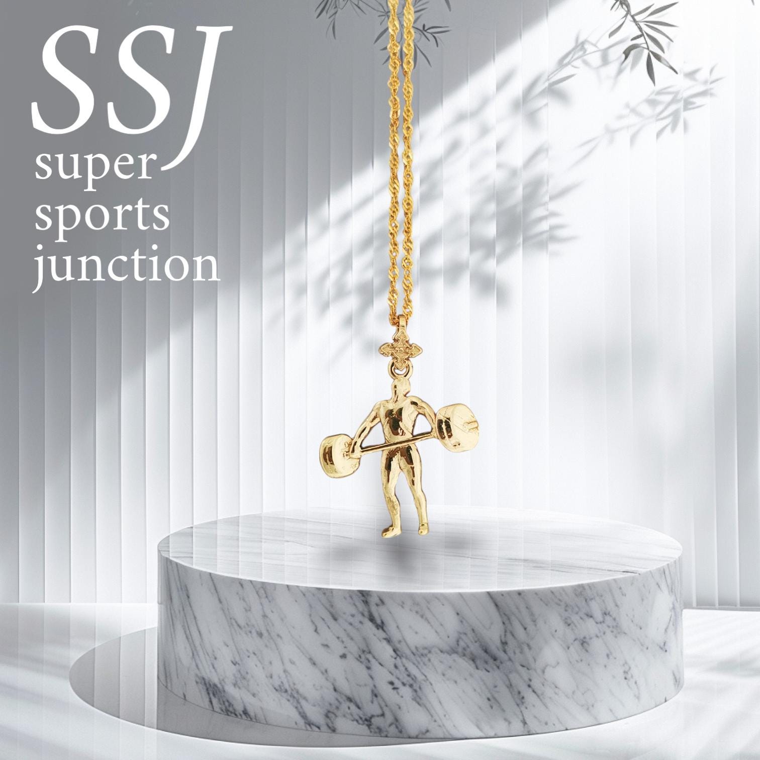 Gold-Plated Weightlifting Pendant Necklace - Mens Gym Charm for Bodybuilders