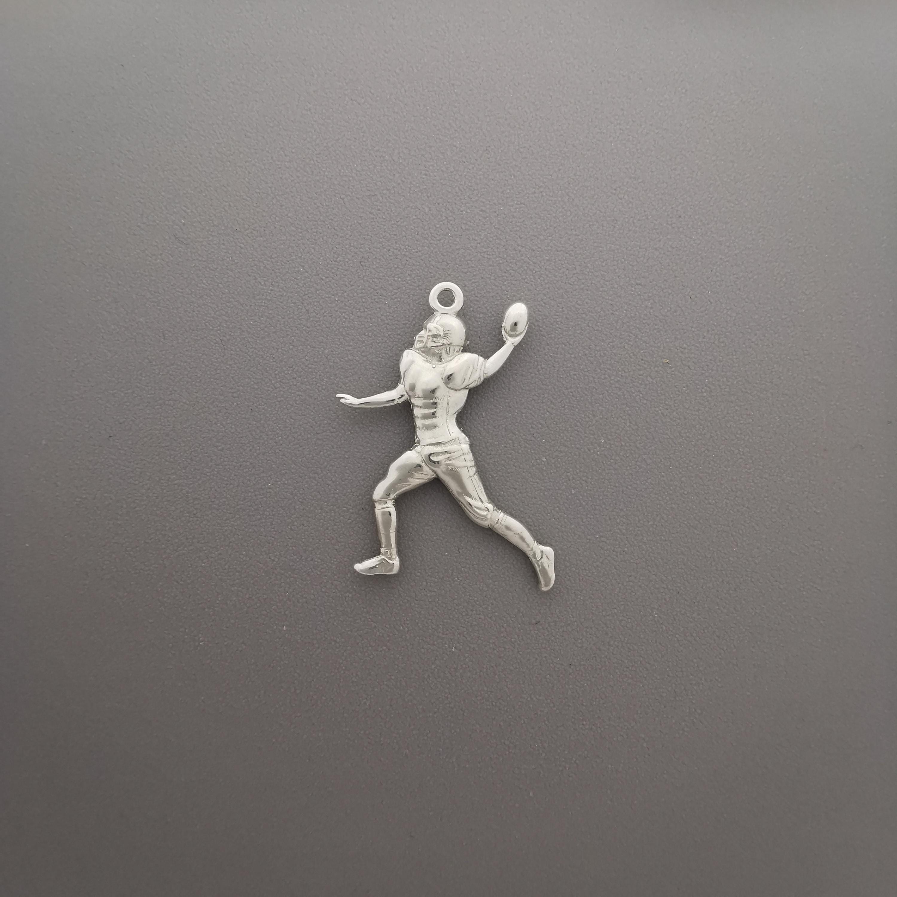American Football Pendant for Men – 925 Sterling Silver Charm – American Football Jewelry Gift for Athlete, Coach or Fan