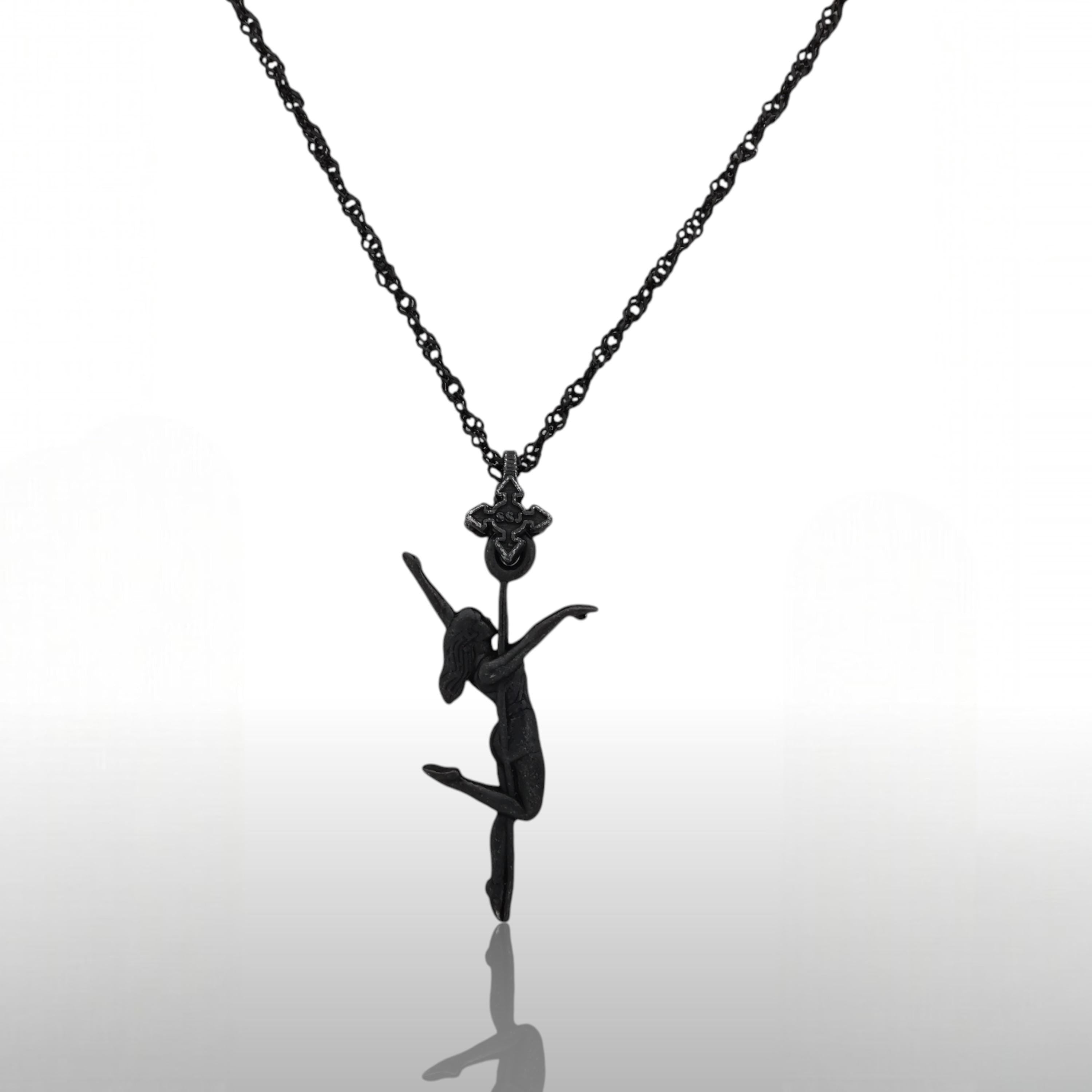 Pole Dance Jewelry for Women – Black Oxidized 925 Silver Pendant – Sensual Necklace Gift for Dancer, Performer or Free Spirit
