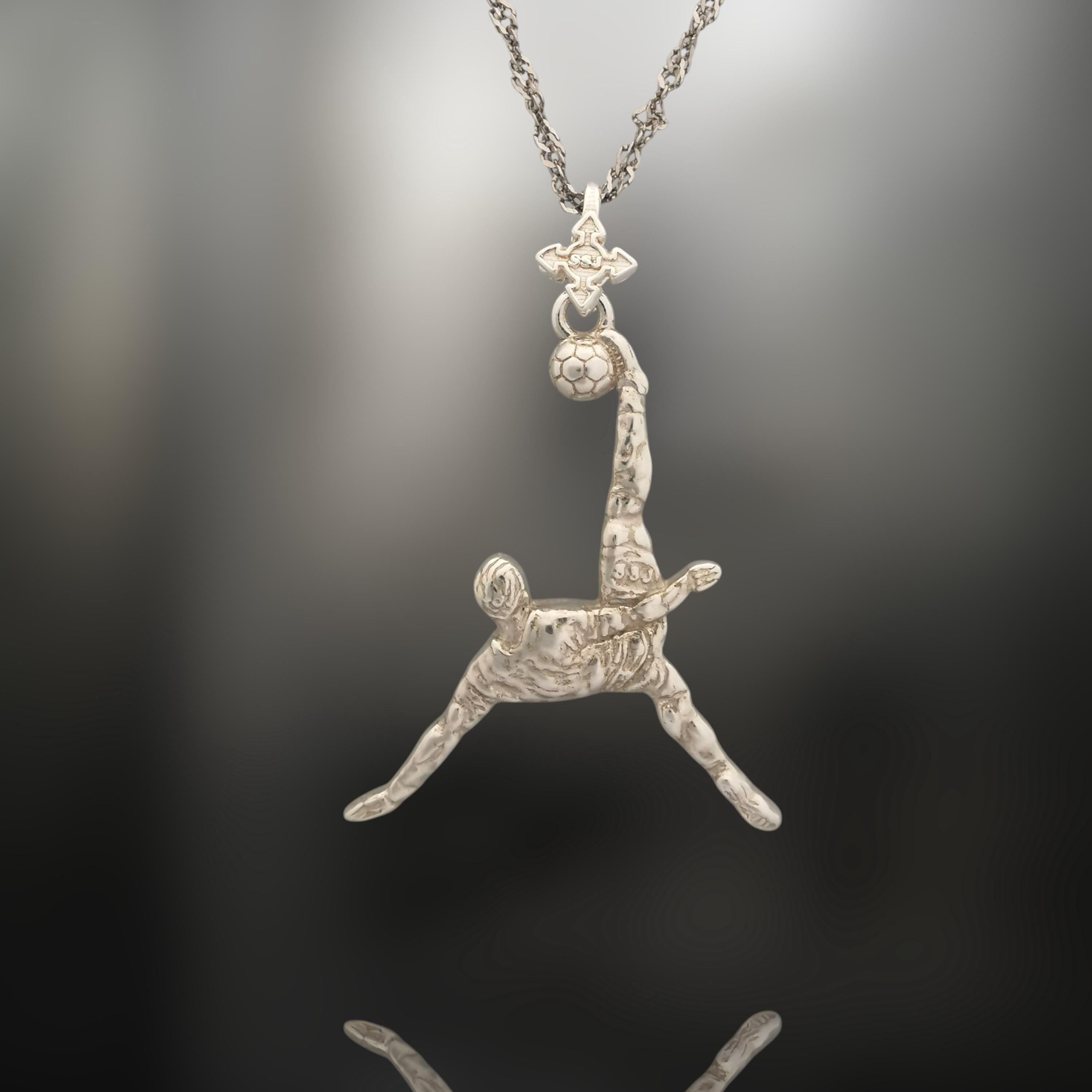 Football (Soccer) Jewelry Pendant for Men – Classic Silver 925 Gift – Bicycle Kick Sport Charm – Necklace