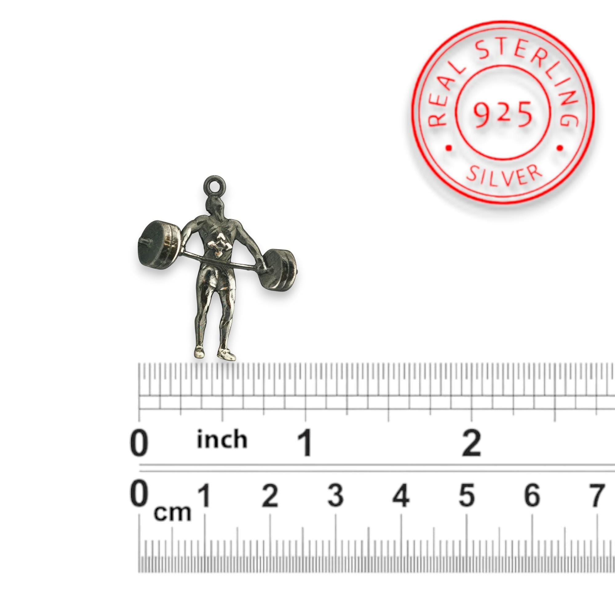 Weightlifting Pendant for Men Vintage Style 925 Silver Jewelry Gift Classic Gym Charm for Bodybuilders, Coaches & Strength Athletes Necklace