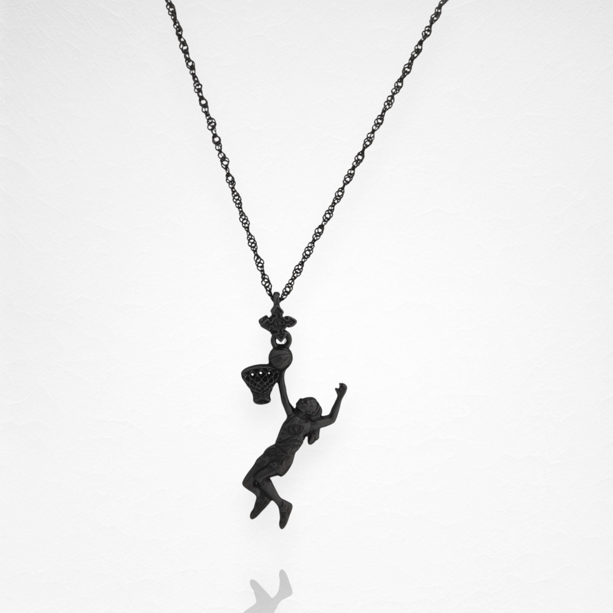 Basketball Jewelry Pendant for Women – Oxidized Black 925 Silver Gift – Handcrafted Sports Charm for Athletes, Coaches & Fans – Necklace