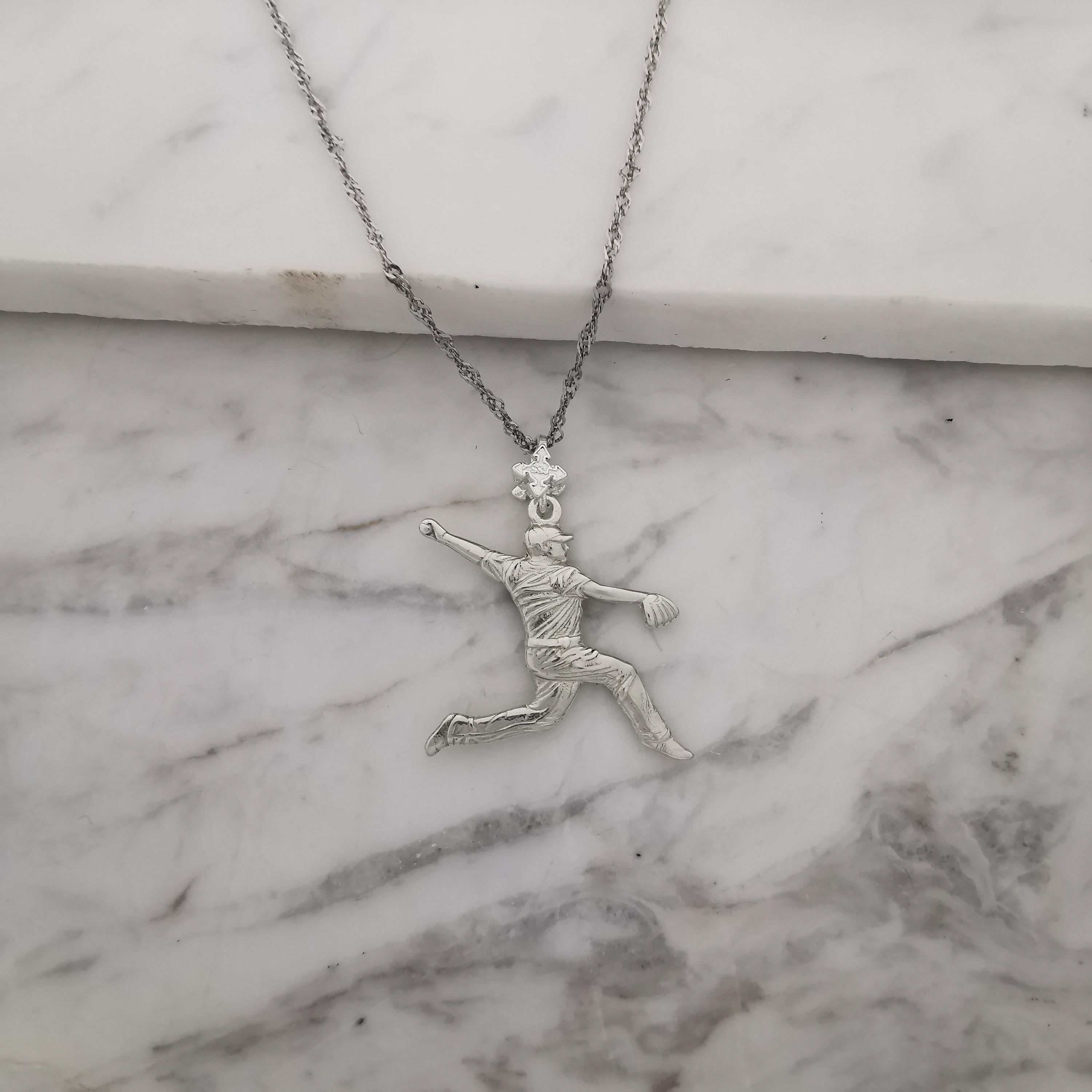 Baseball Jewelry Pendant for Men – Classic Silver 925 Gift – Handcrafted Sport Charm for Players & Pitchers – Necklace