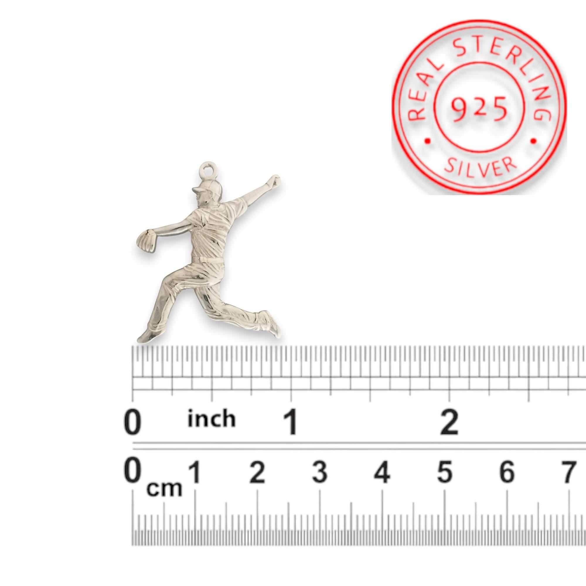 Baseball Jewelry Pendant for Men – Classic Silver 925 Gift – Handcrafted Sport Charm for Players & Pitchers – Necklace
