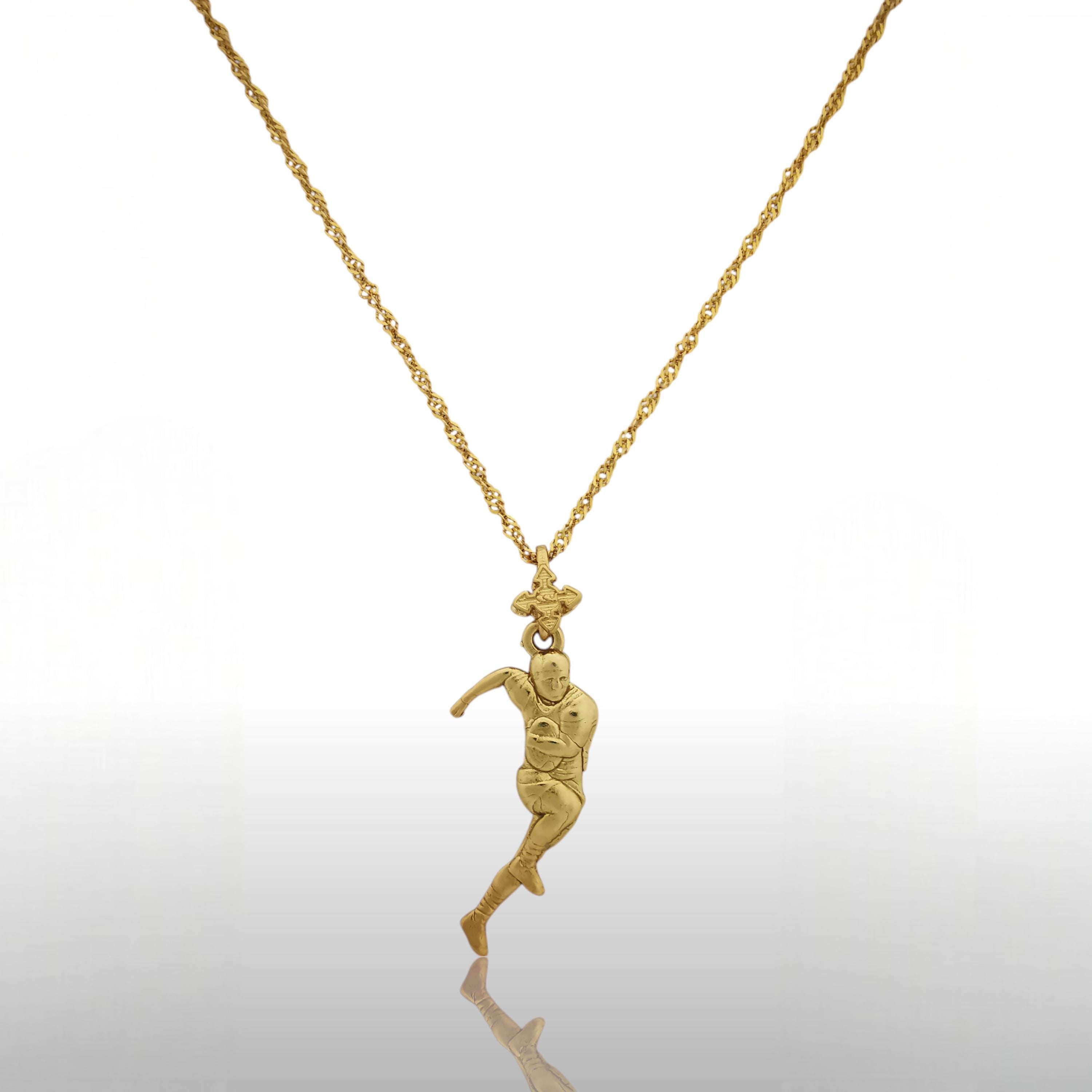 Rugby Pendant for Men – Gold-Plated 925 Silver Necklace – Gift for Athletes, Coaches or Rugby Fans
