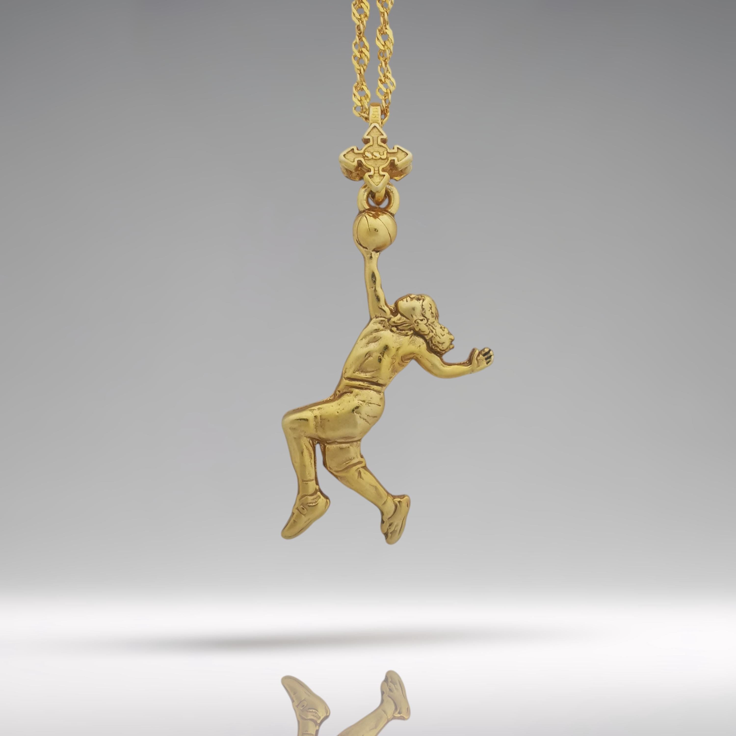 Basketball Pendant for Women – Gold-Plated 925 Silver Necklace – Gift for Female Athletes & Sporty Girls