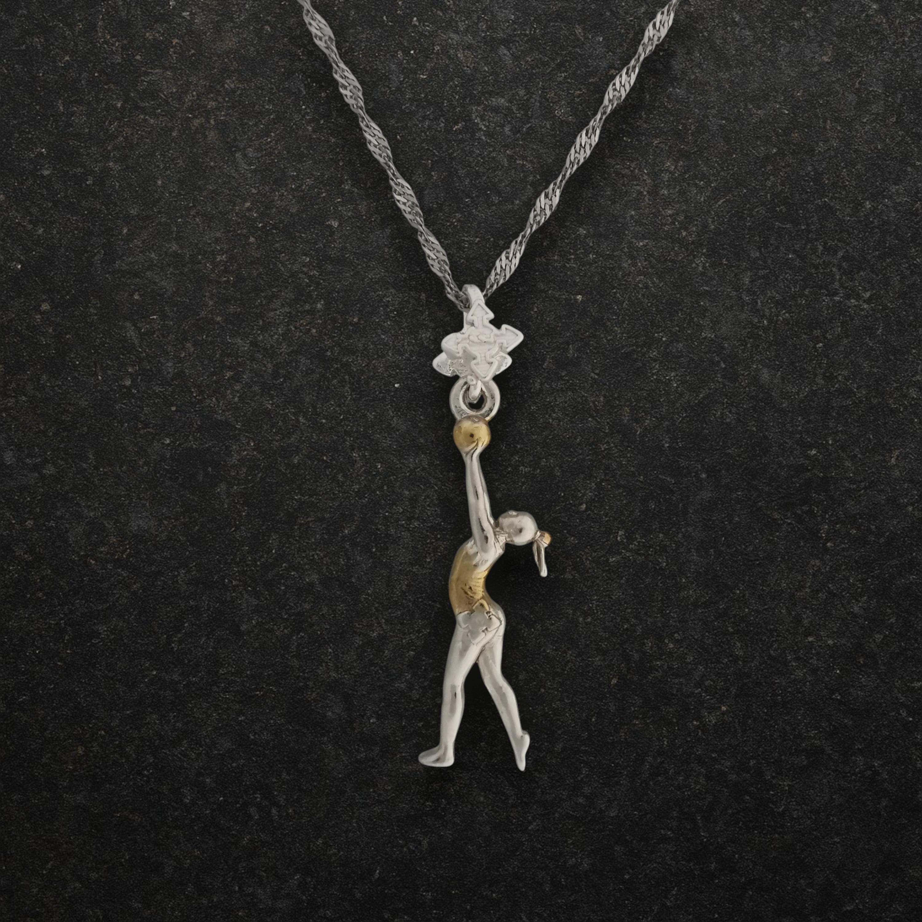 Rhythmic Gymnastics Jewelry Pendant for Women – 925 Silver with Partial Gold Plating – Ball Routine Sport Charm – Necklace