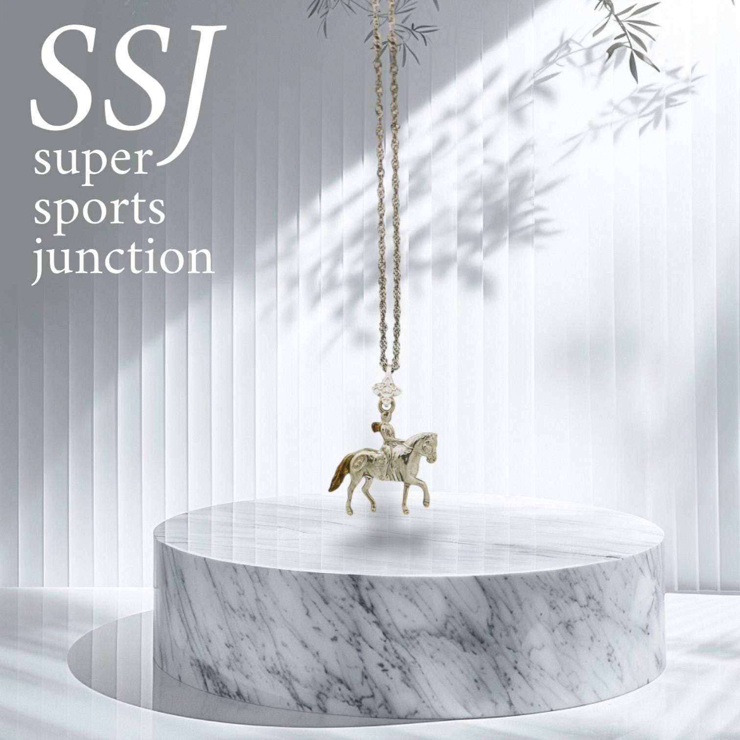 Equestrian Jewelry Pendant for Women – Silver with Gold Detail 925 Gift – Elegant Sports Accessory for Riders – Necklace