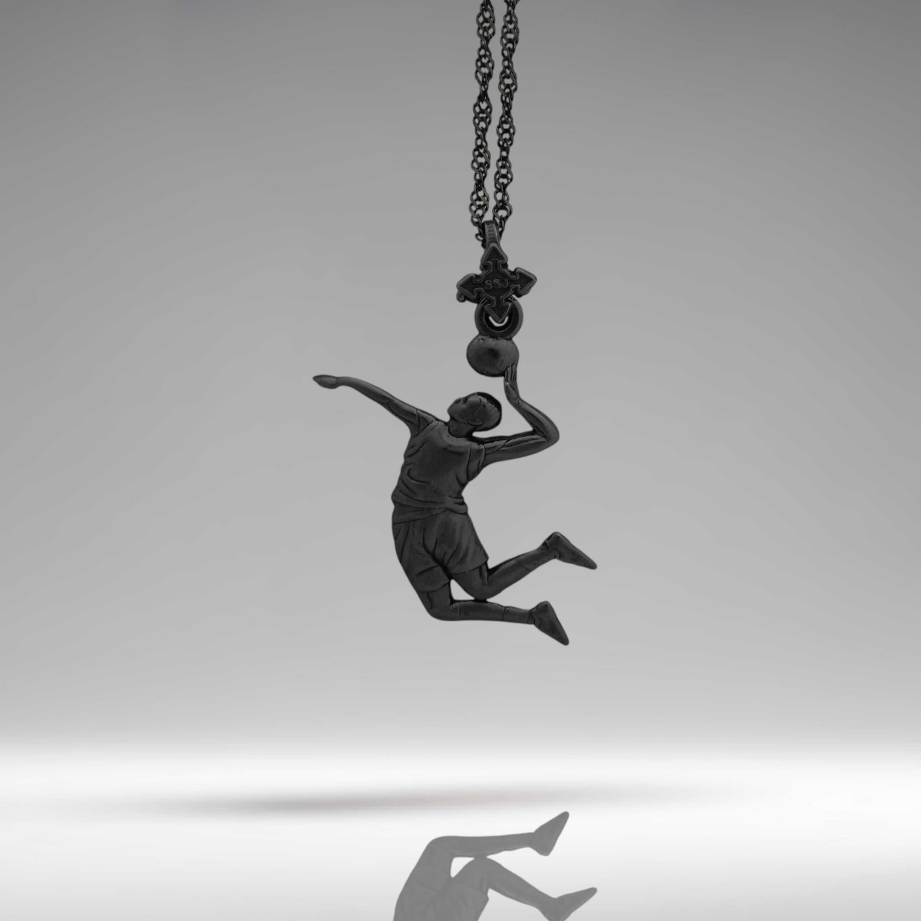 Volleyball Pendant for Men – Oxidized Black 925 Silver Jewelry Gift – Handcrafted Sports Charm for Players, Coaches & Fans – Necklace