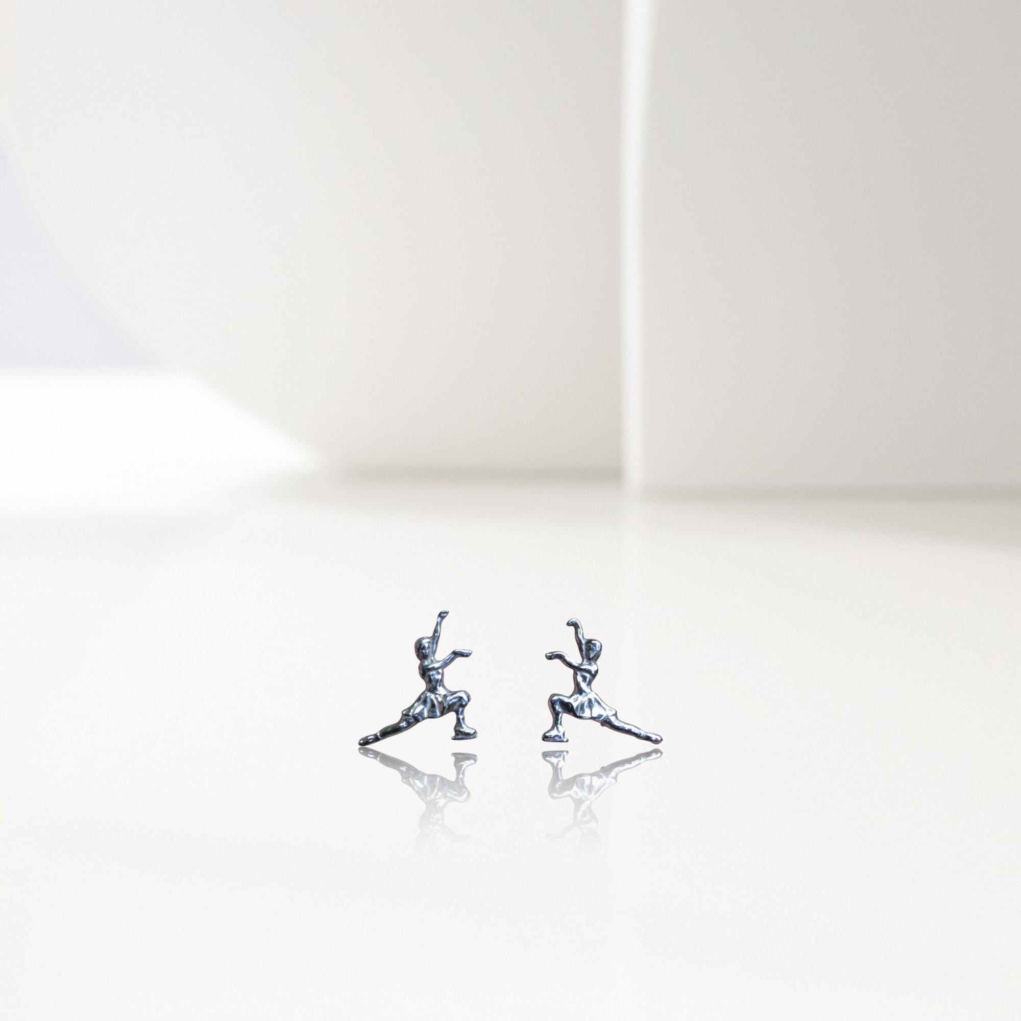 Figure Skating Stud Earrings – Minimalist 925 Sterling Silver Jewelry for Women, Gift for Skater, Coach or Athlete, Small Sports Earrings