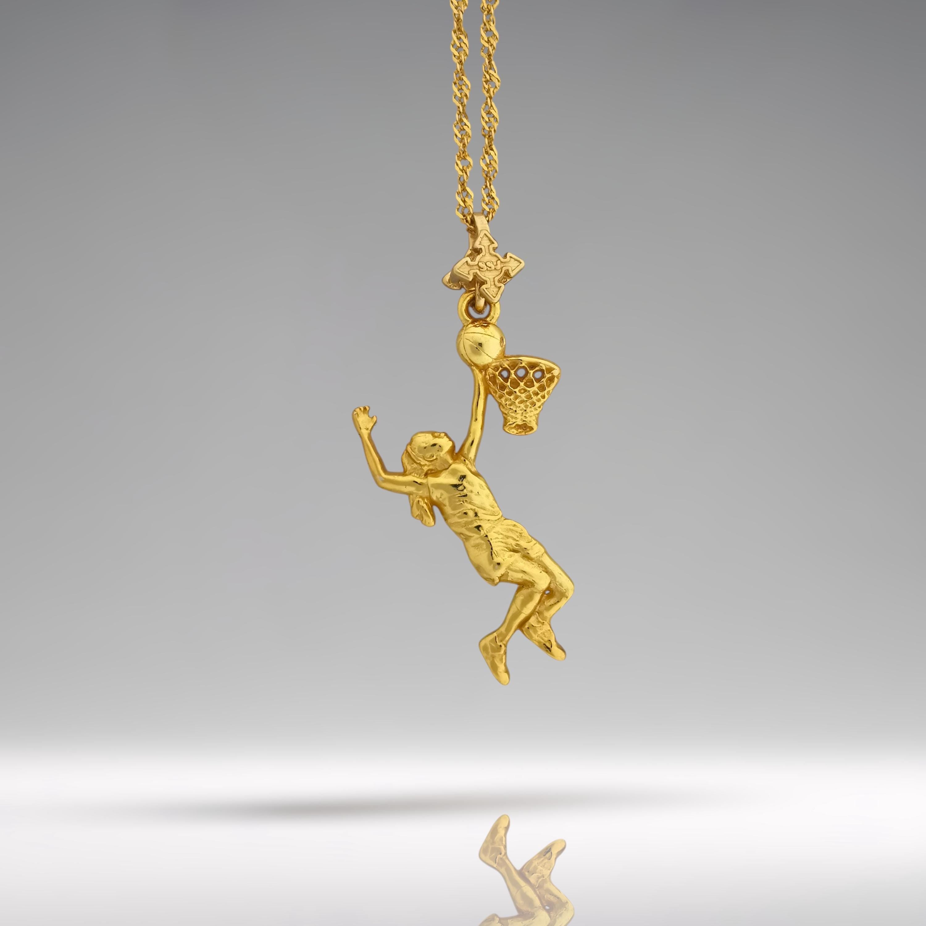 Basketball Jewelry Pendant for Women – Gold-Plated 925 Silver Gift – Handcrafted Sports Charm for Athletes, Coaches & Fans – Necklace