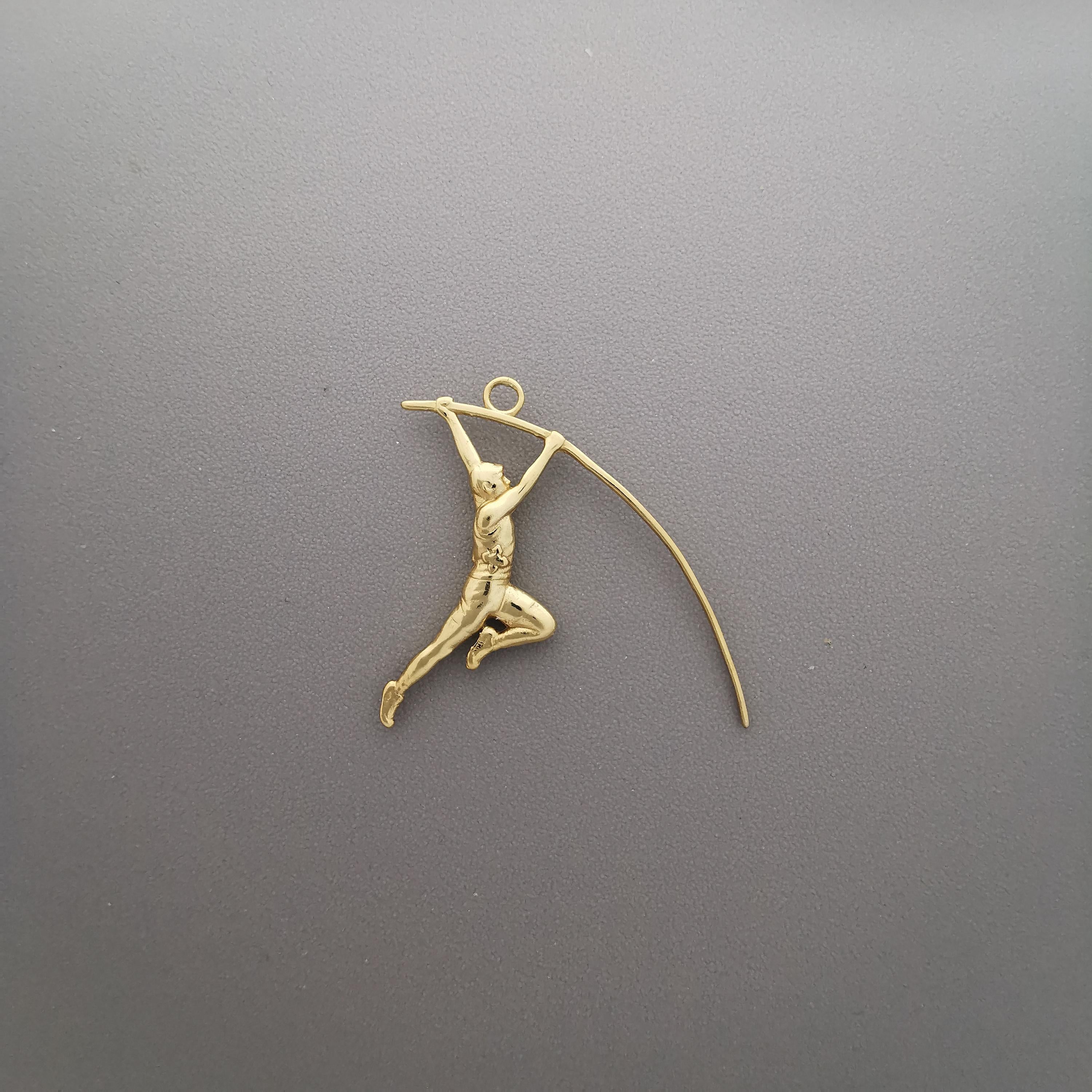 Pole Vault Pendant for Men – Gold Plated 925 Silver Jewelry – Sports Necklace Gift for Track Athlete, Teen Boy, or Coach