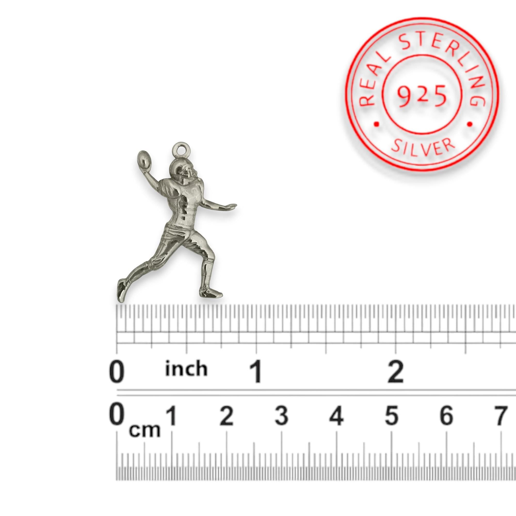 American Football Pendant for Men – 925 Sterling Silver Charm – American Football Jewelry Gift for Athlete, Coach or Fan