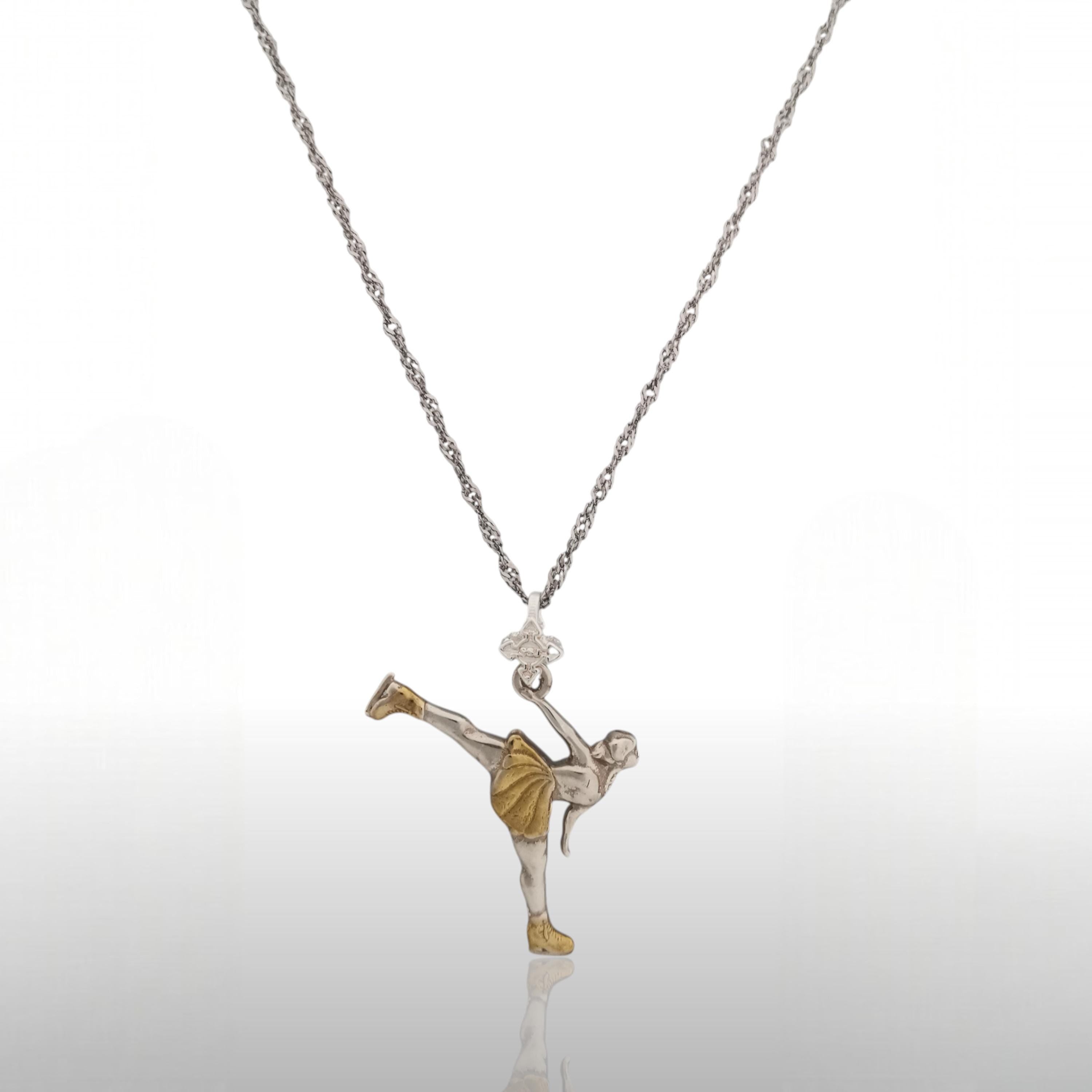 Figure Skating Jewelry Pendant for Women – 925 Silver with Partial Gold Plating – Handcrafted Sports Accessory for Teens – Necklace