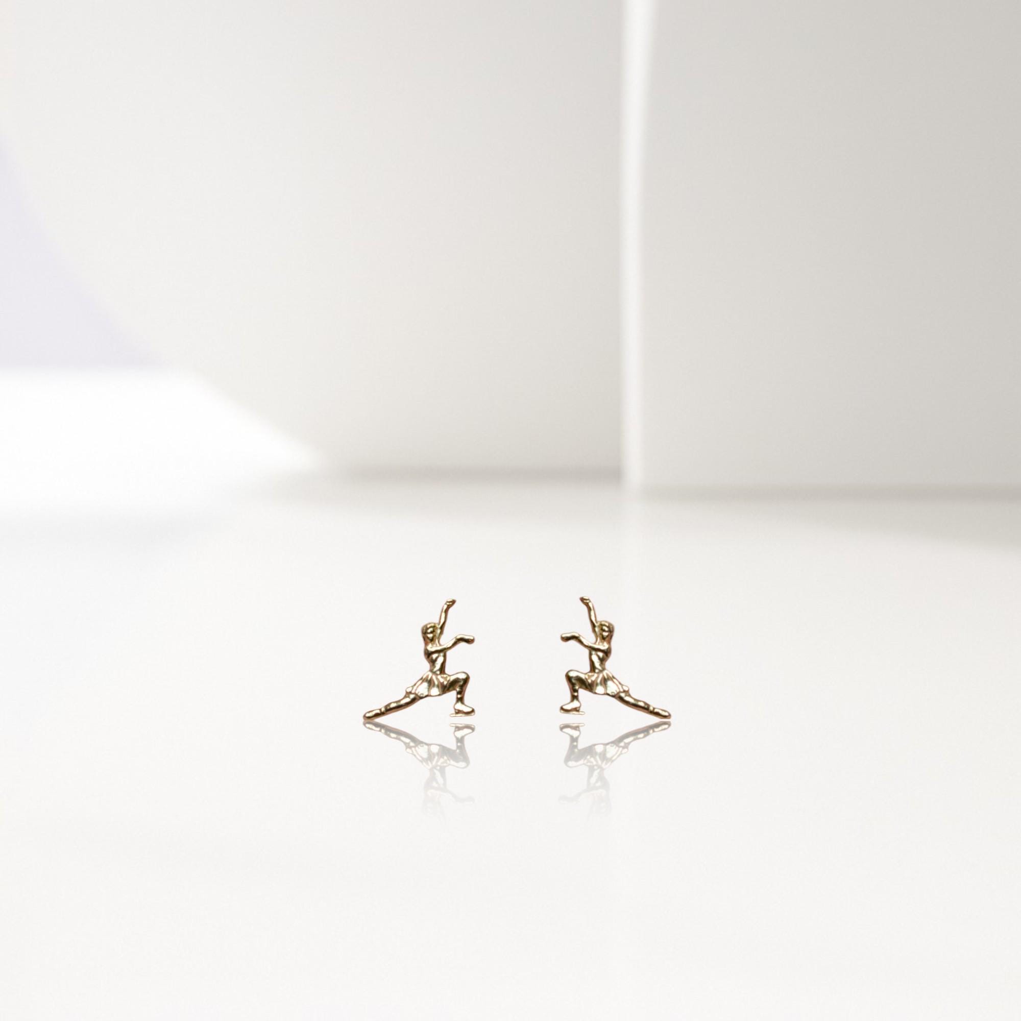 Figure Skating Stud Earrings. Gold Plated 925 Sterling Silver Jewelry for Women Minimalist Gift for Skater, Coach or Athlete Sports Earrings