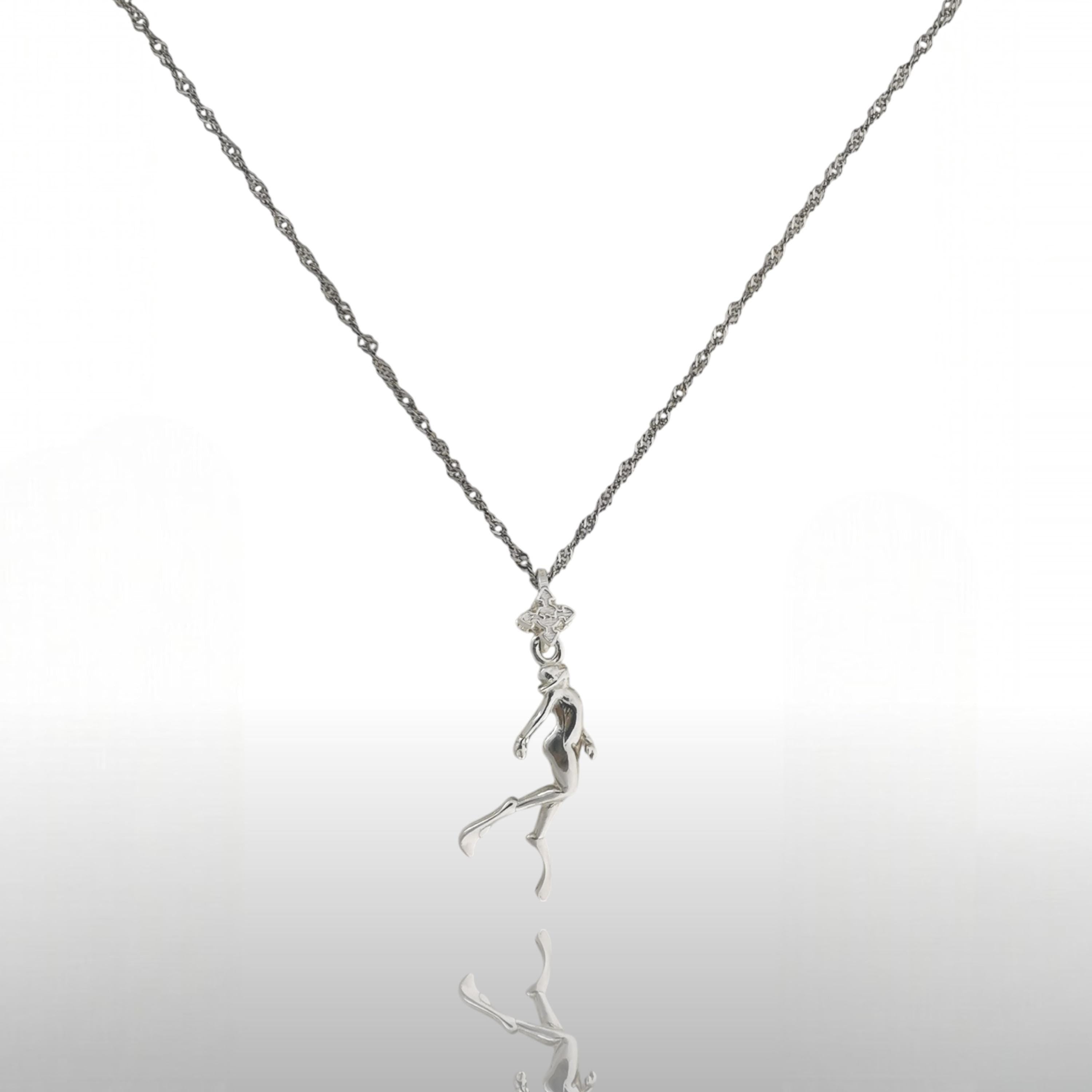 Diving Jewelry Pendant for Women – Classic 925 Silver Gift – Sports Accessory for Swimmers and Diver Girls – Necklace
