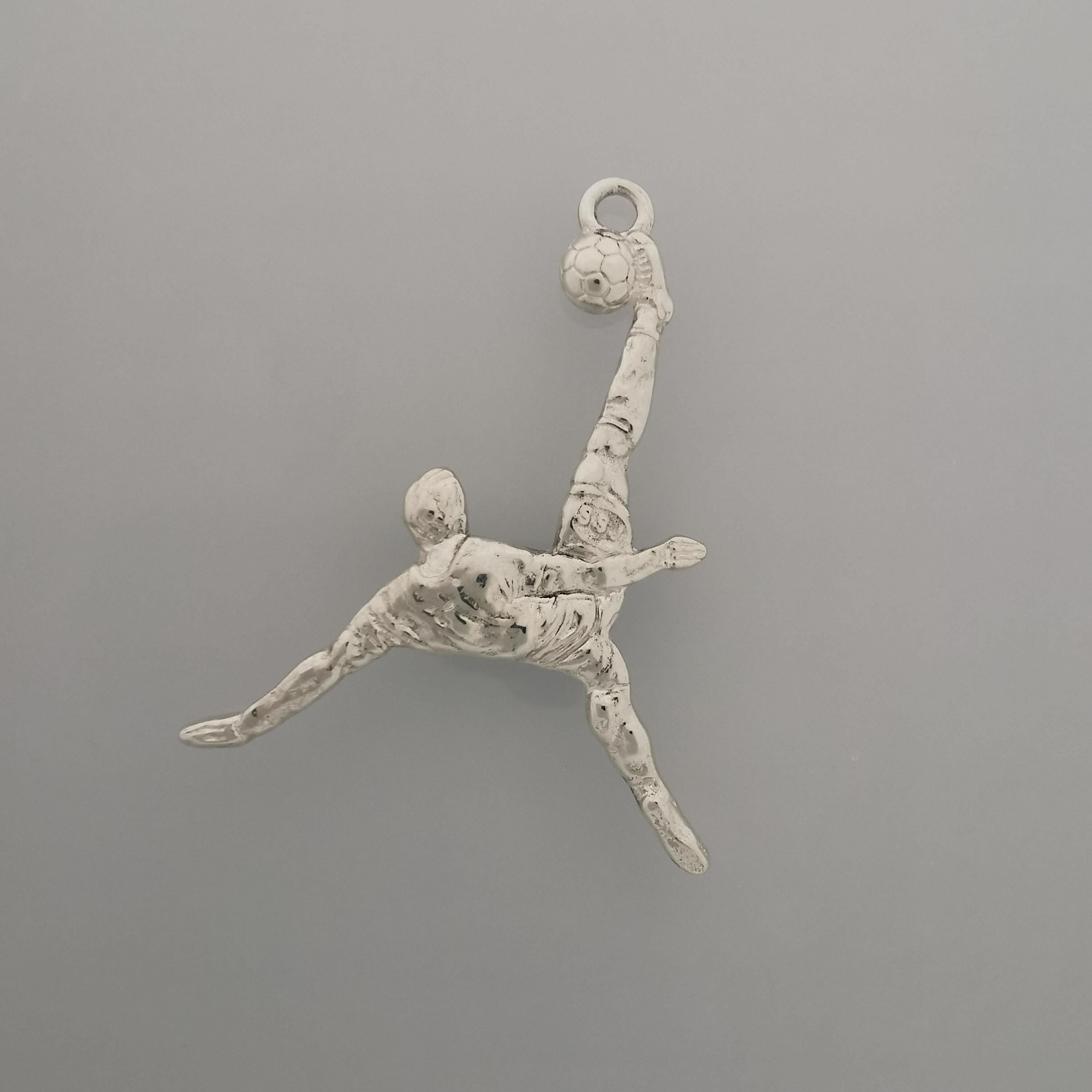 Football (Soccer) Jewelry Pendant for Men – Classic Silver 925 Gift – Bicycle Kick Sport Charm – Necklace