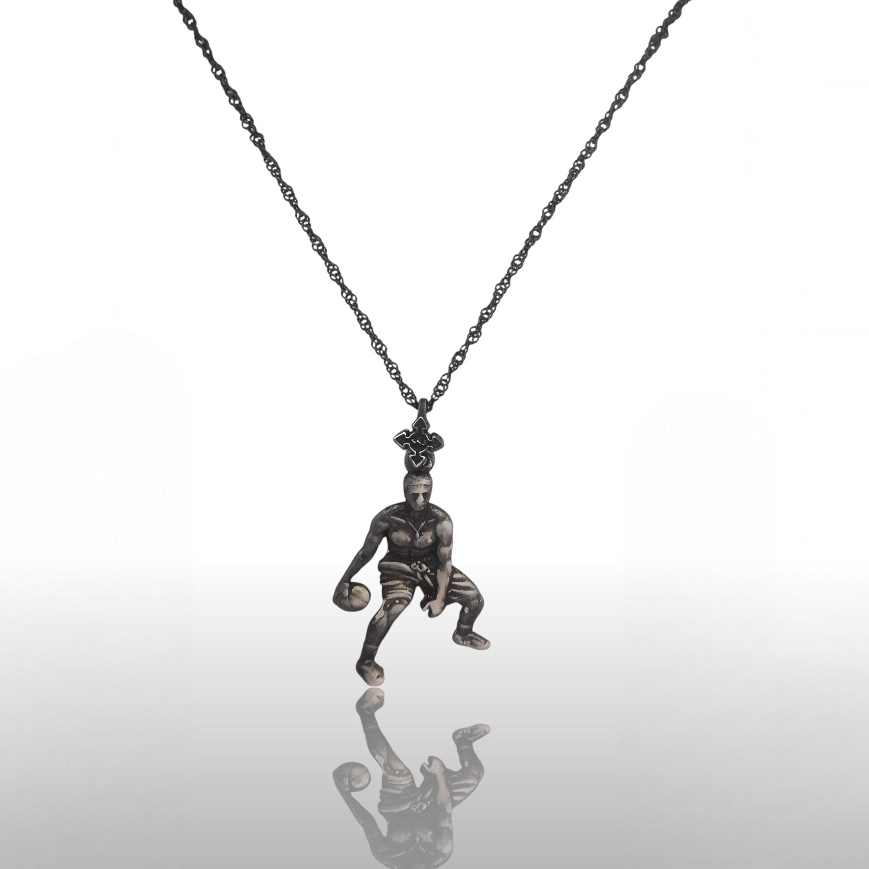 Basketball Jewelry Pendant for Men – Vintage Style 925 Silver Gift – Handcrafted Sports Accessory for Players and Collectors – Necklace