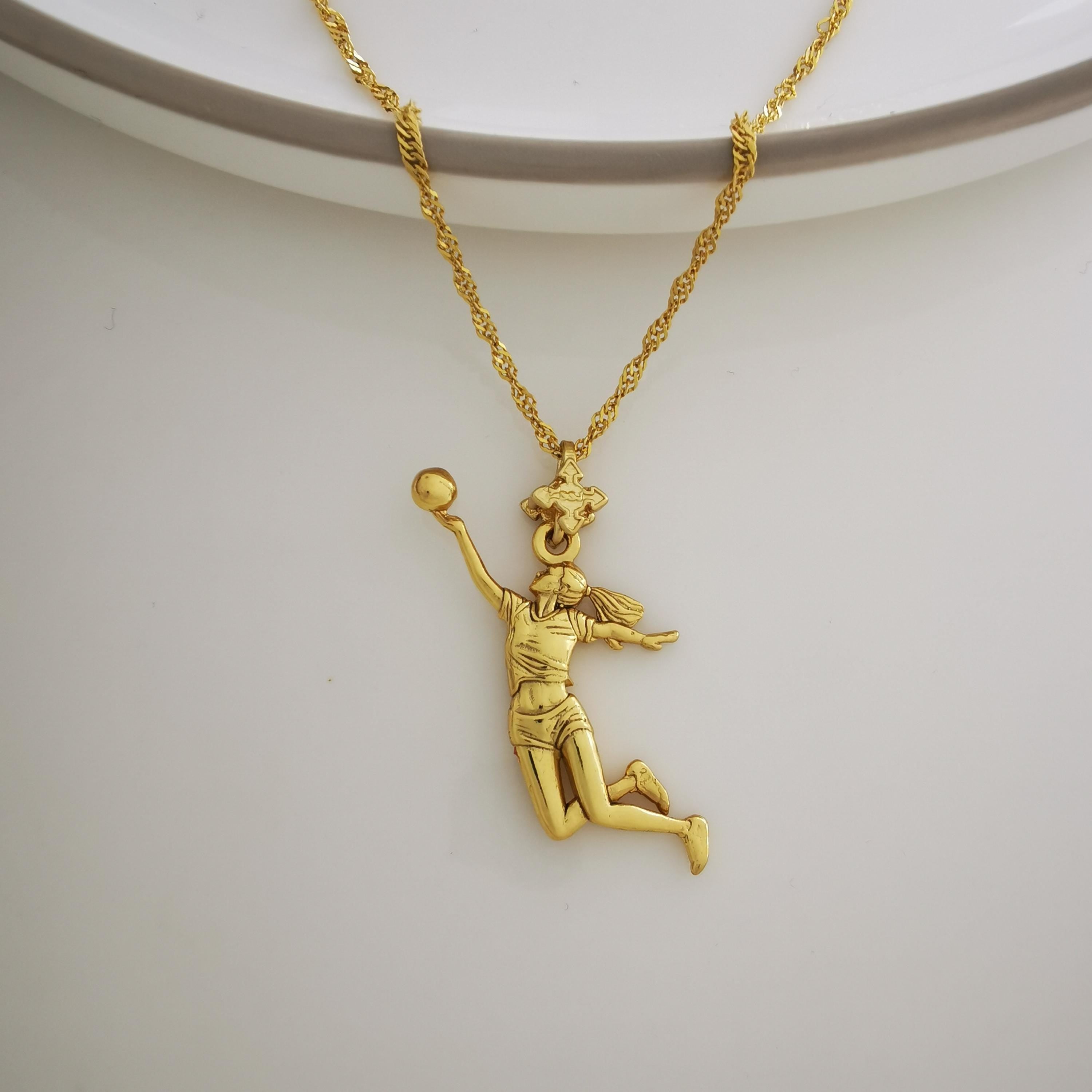 Volleyball Pendant for Women – Gold-Plated 925 Silver Jewelry Gift – Sports Necklace