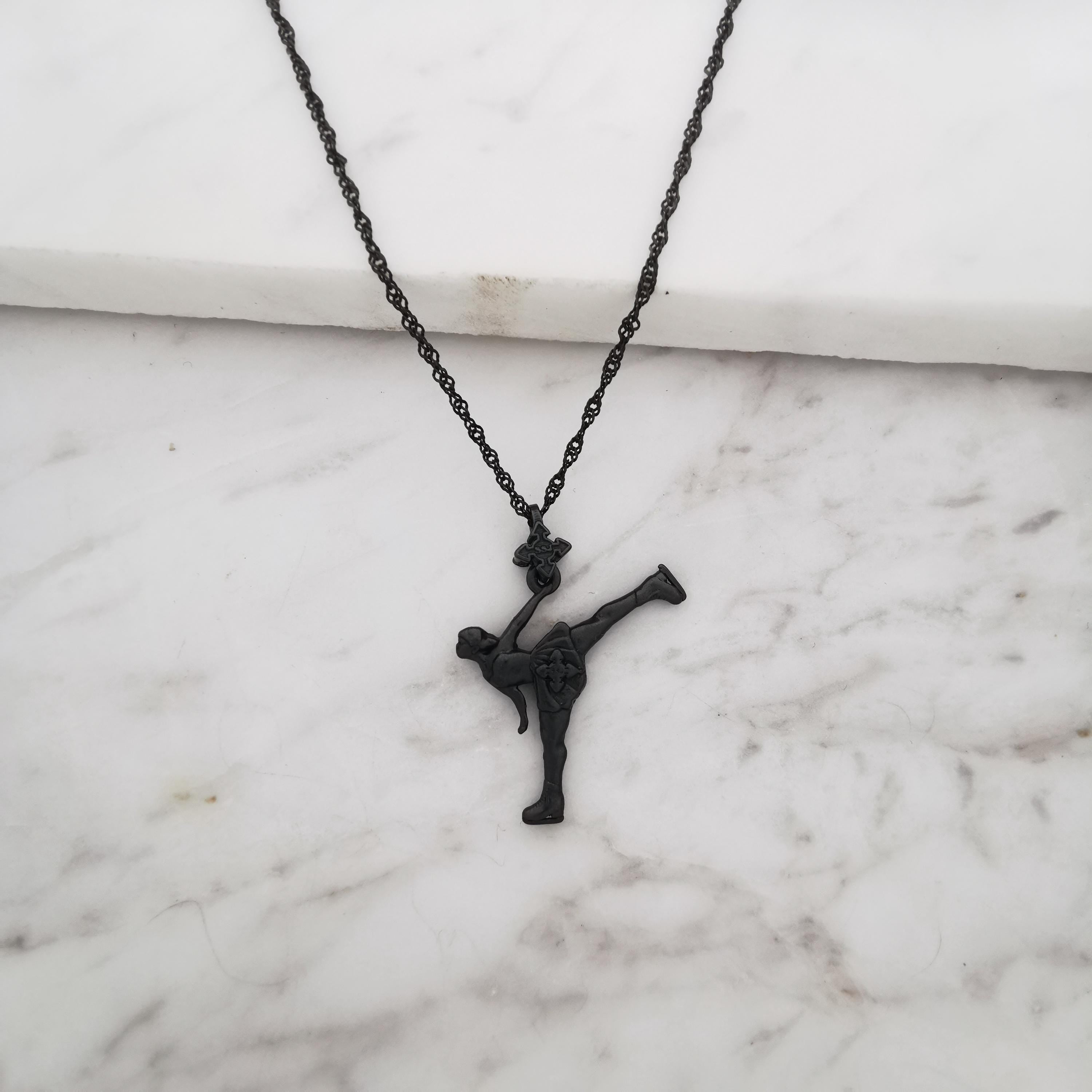 Figure Skating Jewelry Pendant for Women – Oxidized Black 925 Silver Gift – Handcrafted Sports Accessory for Teens – Necklace