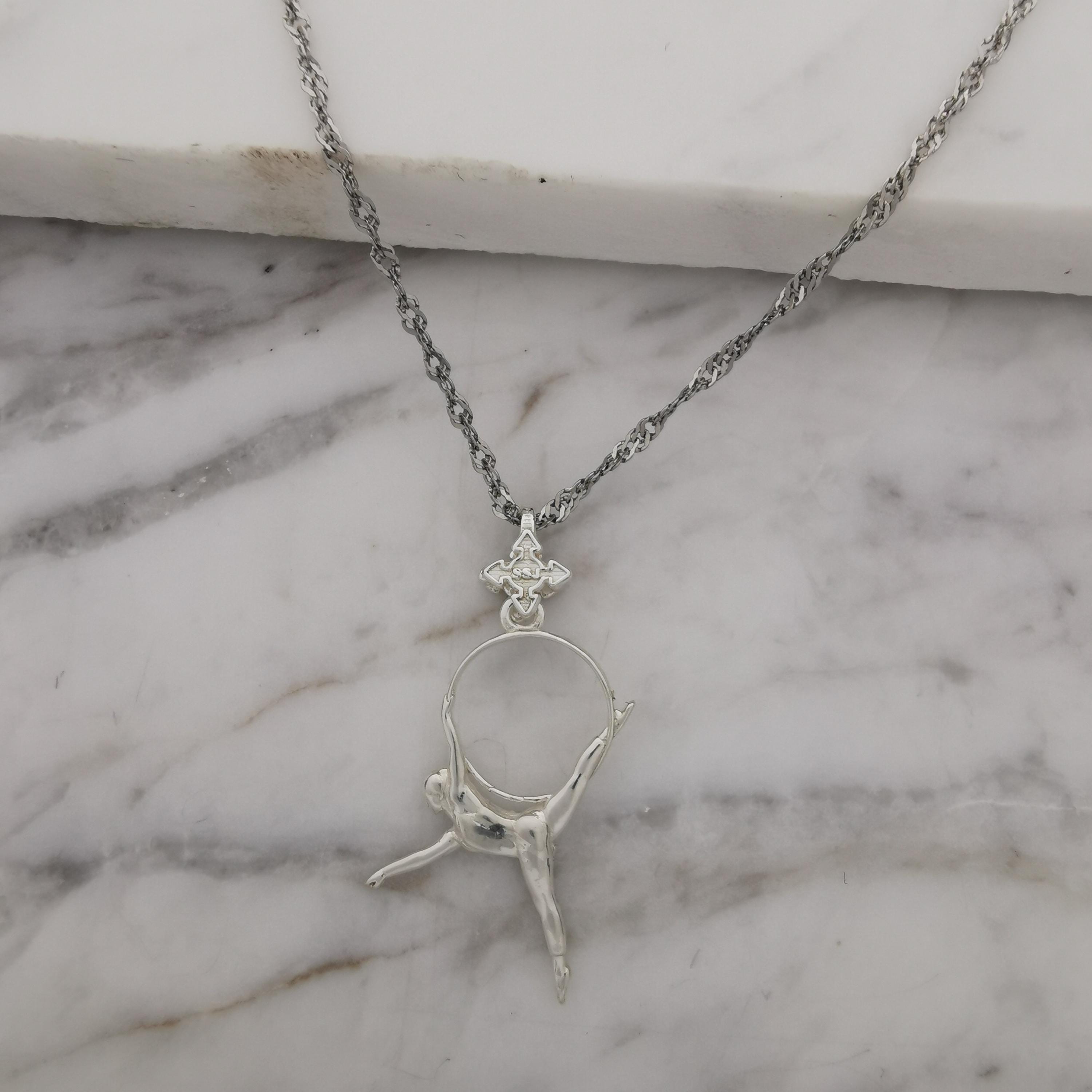 Aerial Hoop Jewelry Pendant for Women – Classic Silver 925 Gift – Handcrafted Sport Charm for Performers & Aerialists – Necklace