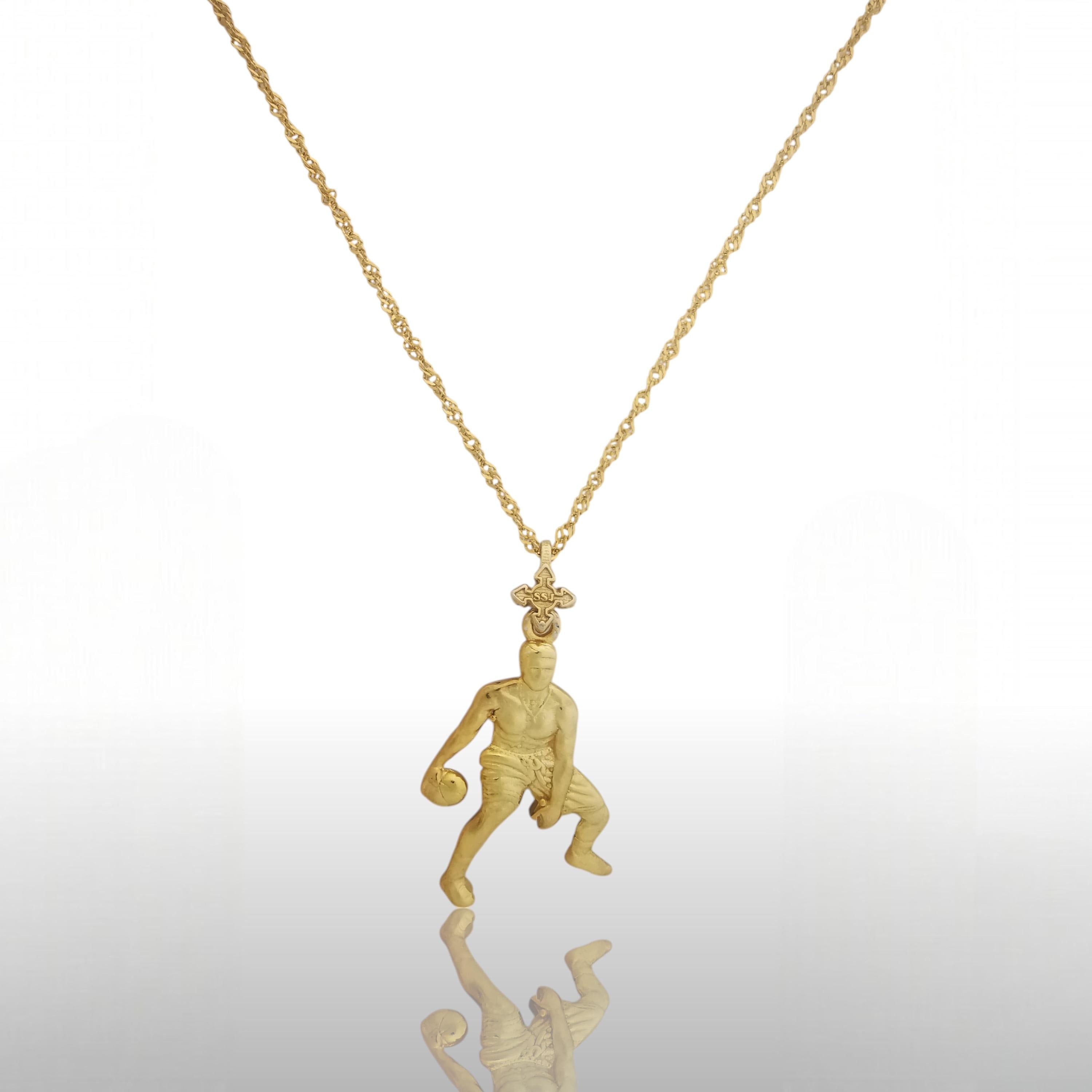 Basketball Pendant for Men – Gold-Plated 925 Silver Jewelry Gift – Sports Accessory for Boys and Teen Players – Necklace