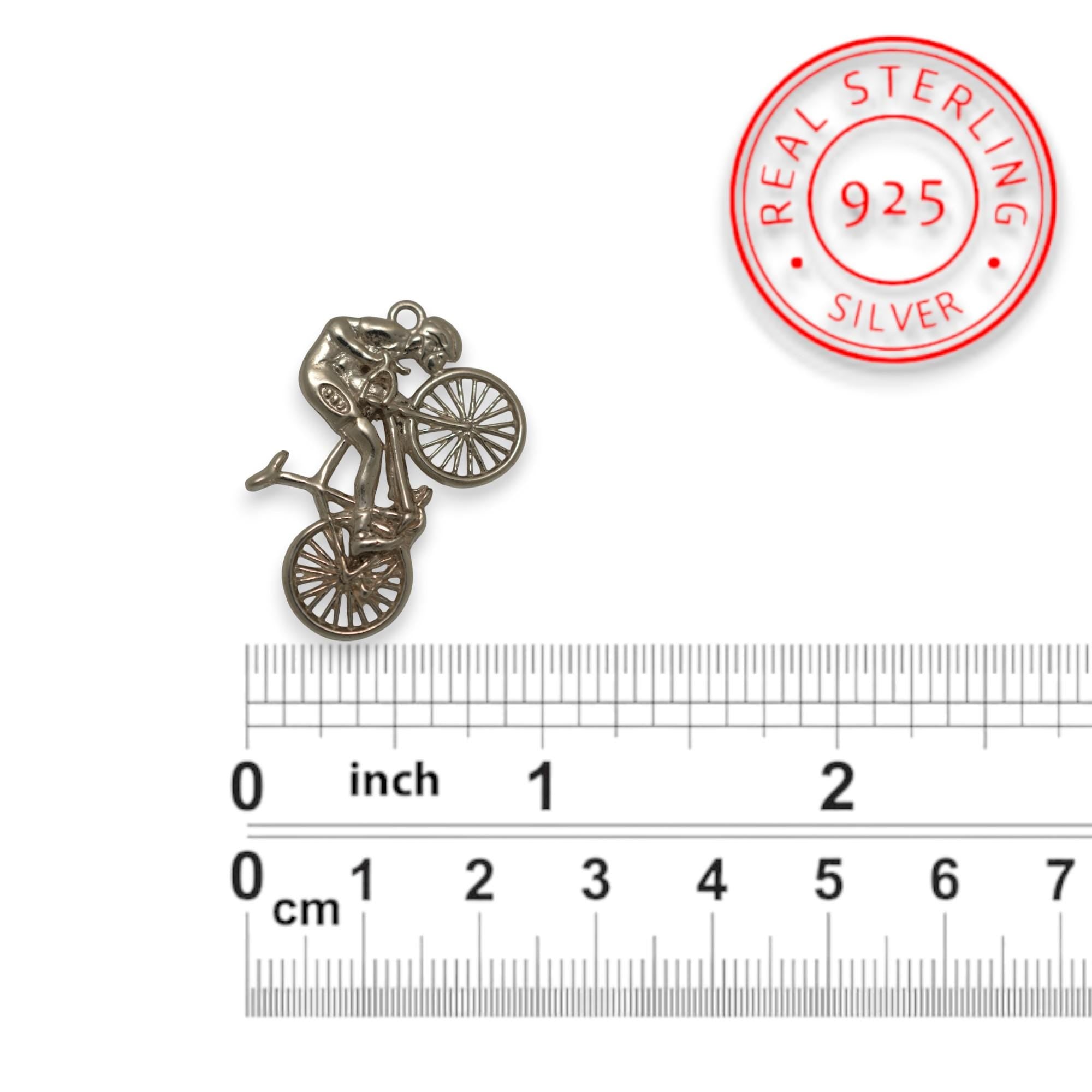Cycling Jewelry Pendant for Men – Classic 925 Sterling Silver Gift – Handcrafted Sports Necklace for Cyclists and Bike Riders – Necklace