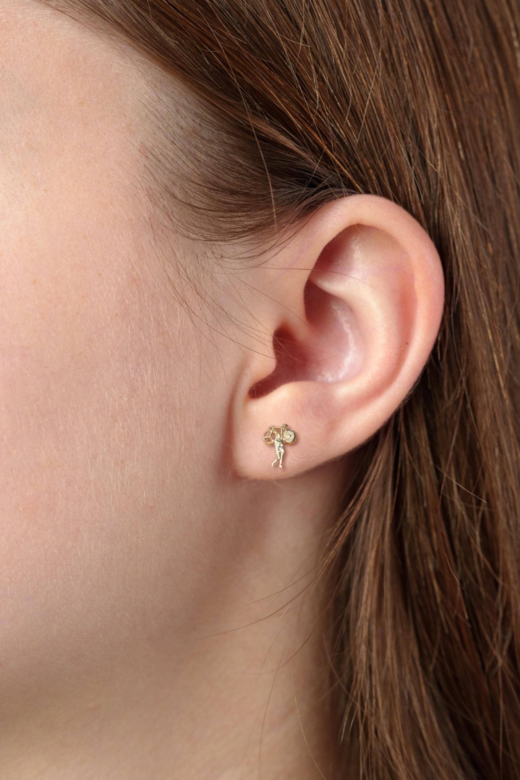 Gold Bike Earrings – Sterling Silver Studs for Cyclists | Gift for Female Riders, Athletes or Teammates